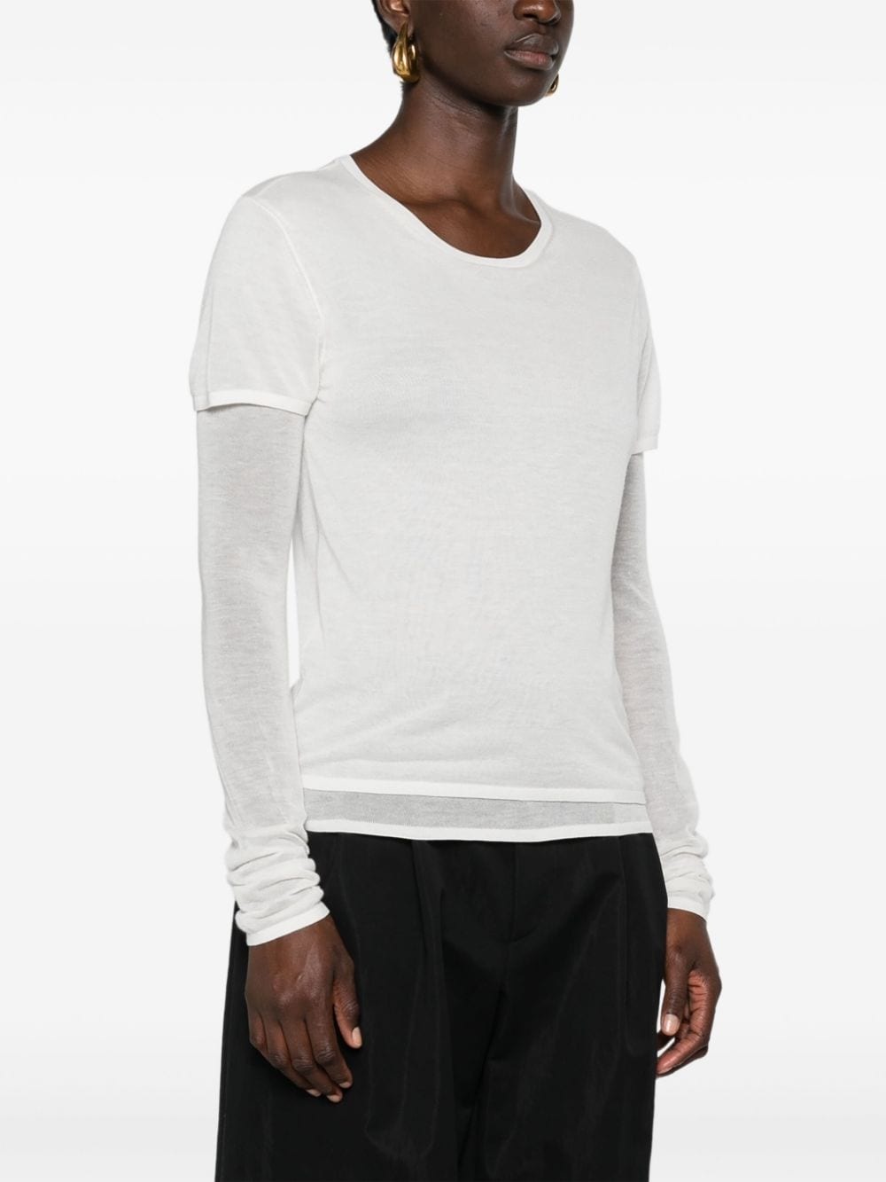layered fine-knit jumper - 3