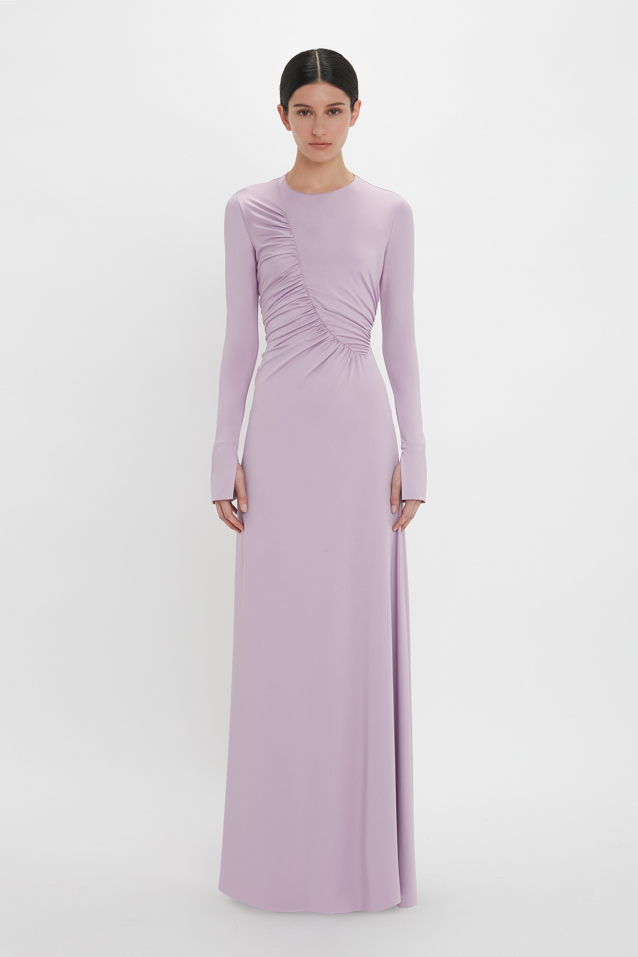 Ruched Detail Floor-Length Gown In Petunia - 2