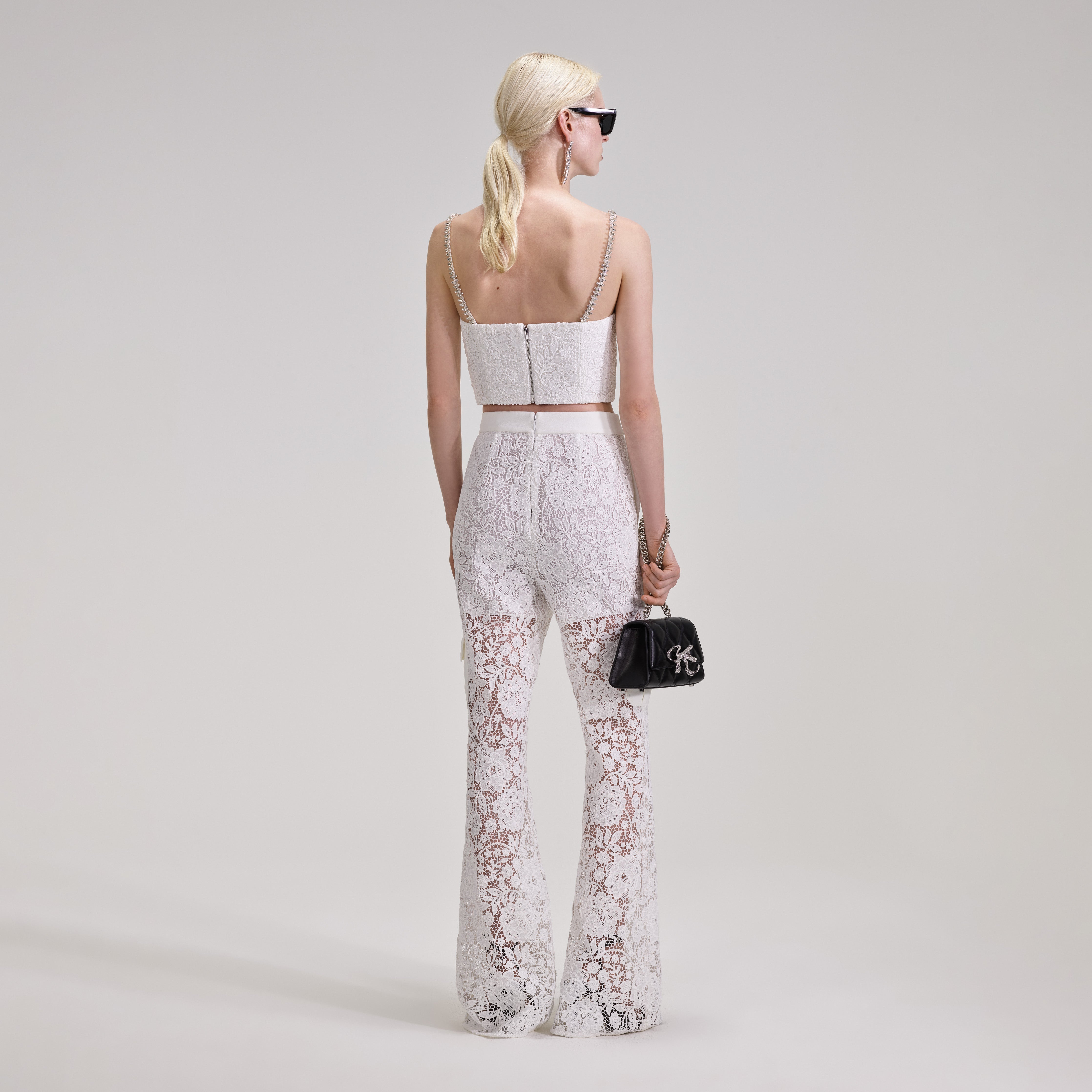 White Cord Lace Trousers - 3