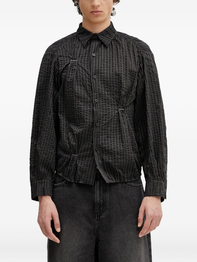 striped-pattern gathered shirt 1