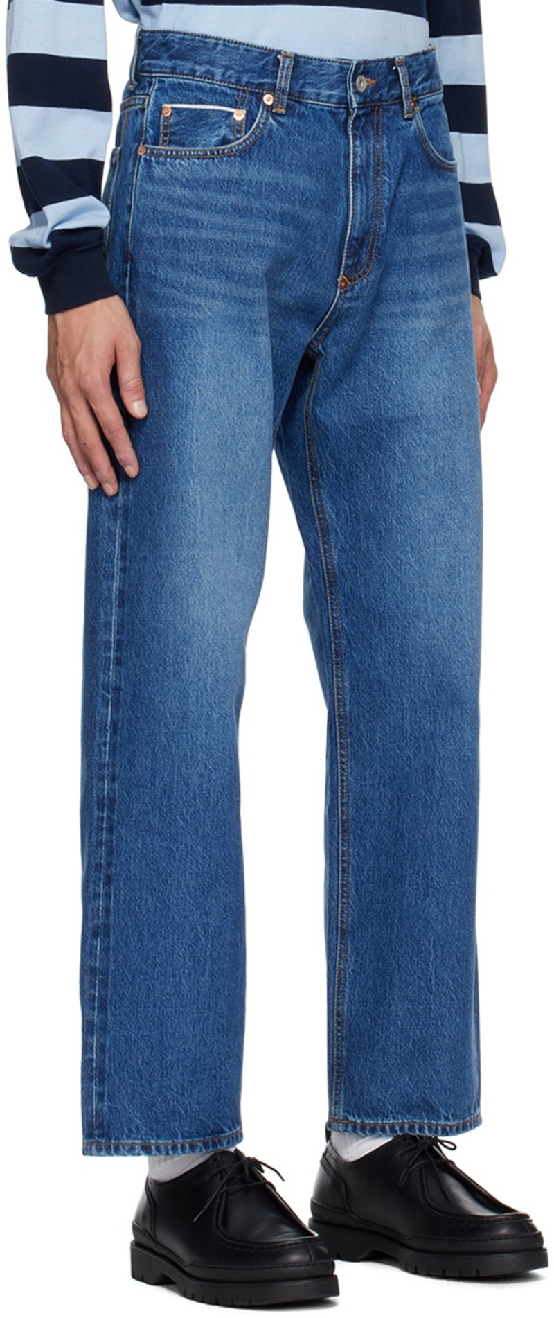 UNIFORM BRIDGE Blue Washing Jeans outlook
