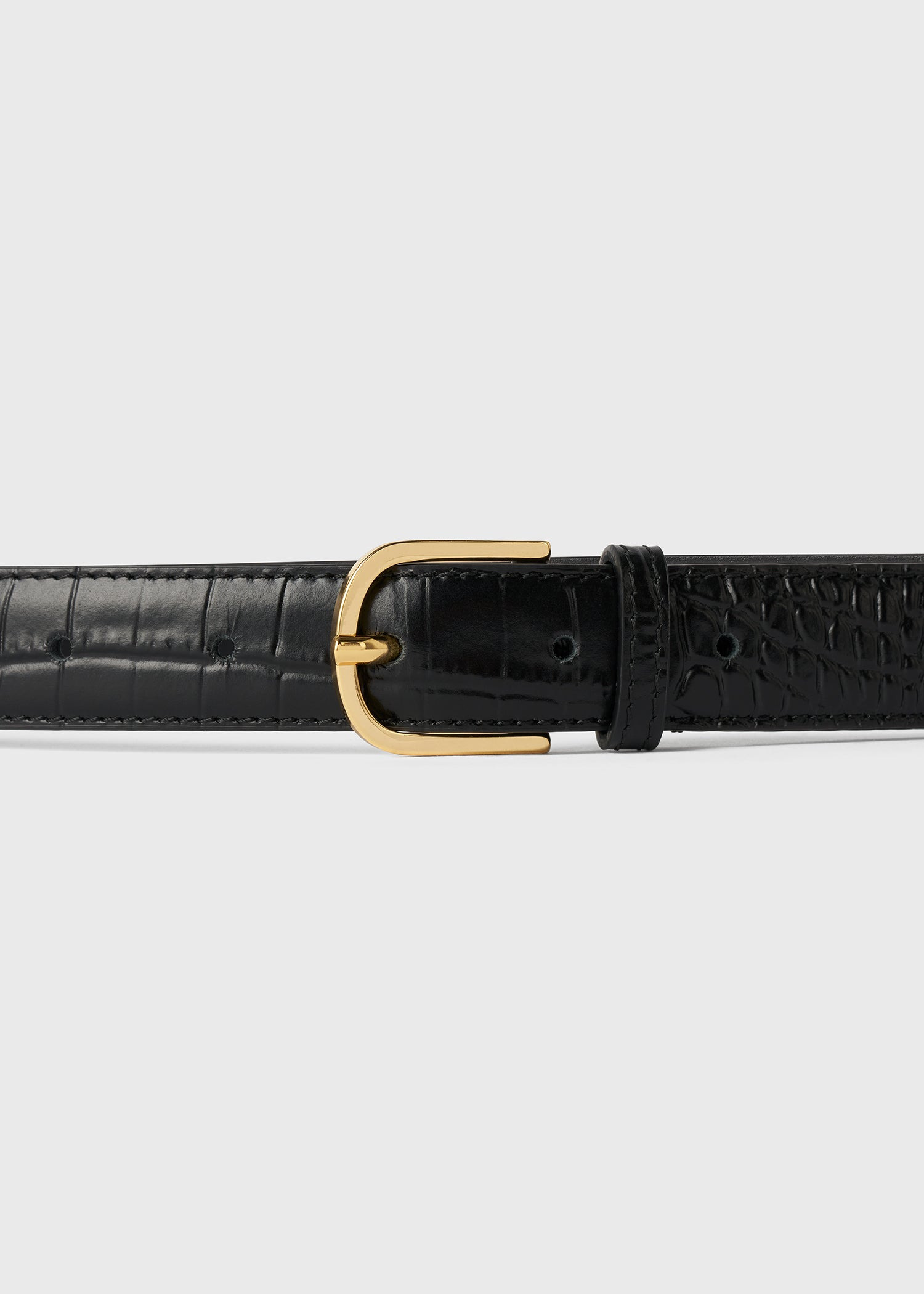 Slim trouser leather belt black croco - 5