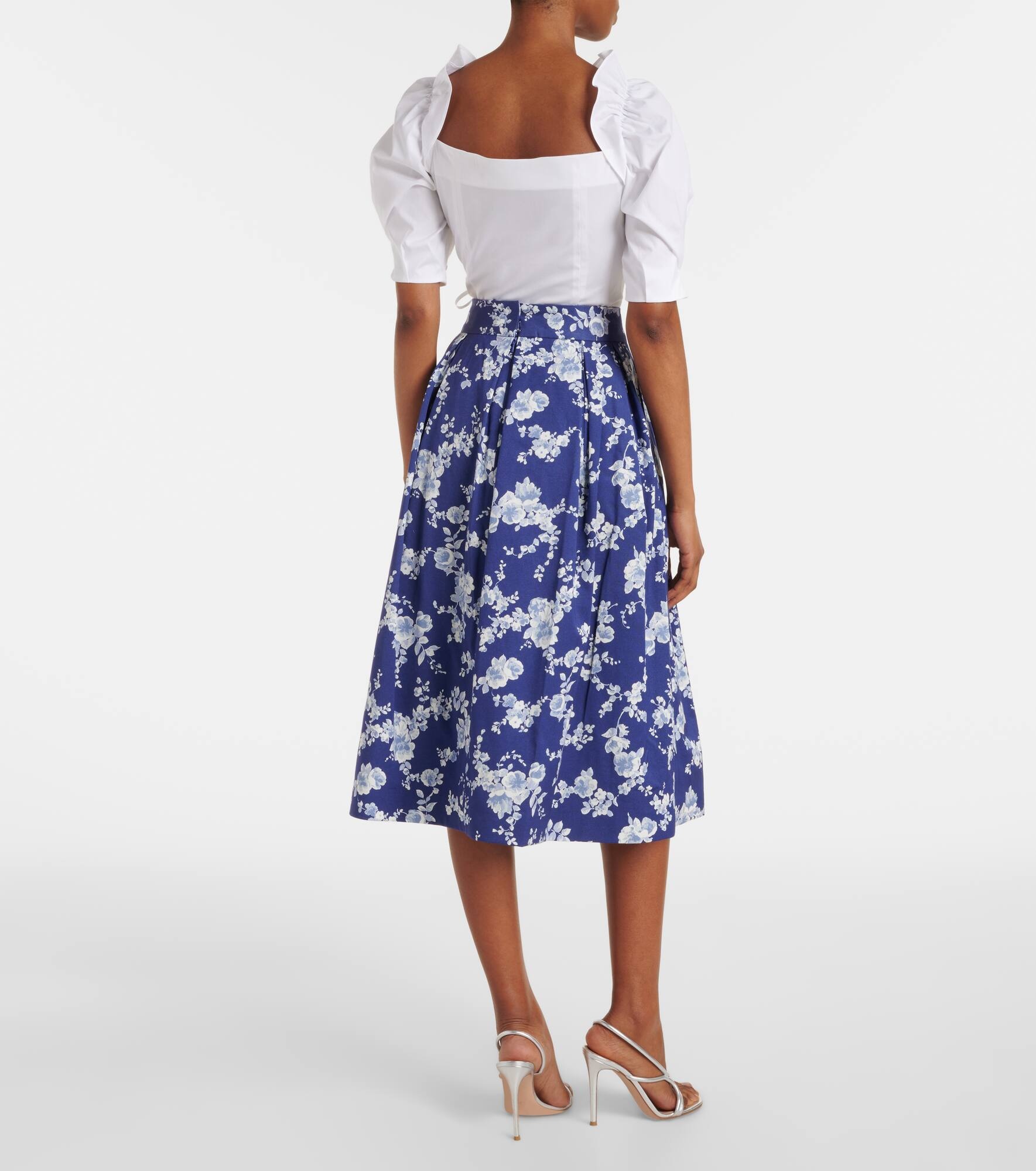 Floral faille midi skirt - 3