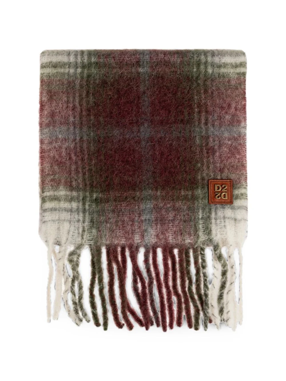 checked fringed scarf - 1