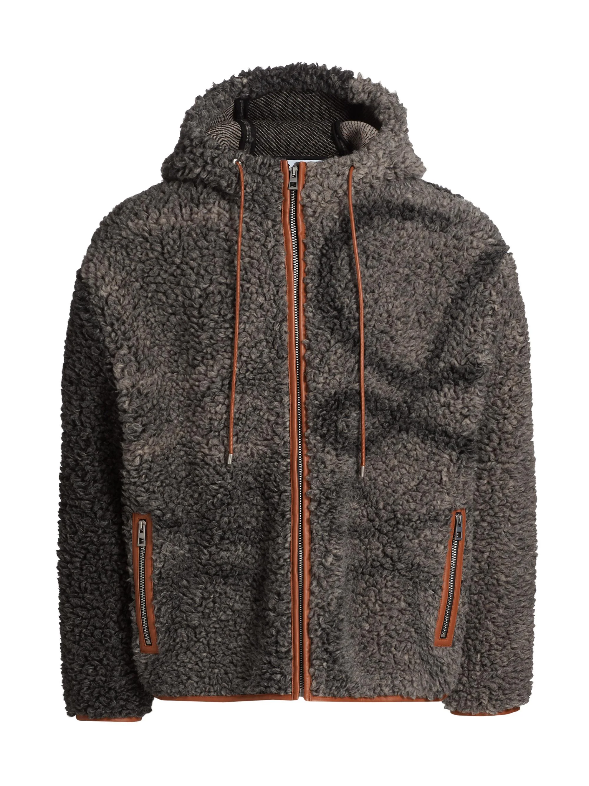 Men's Fleece Hooded Logo Jacket - Grey Black - 1