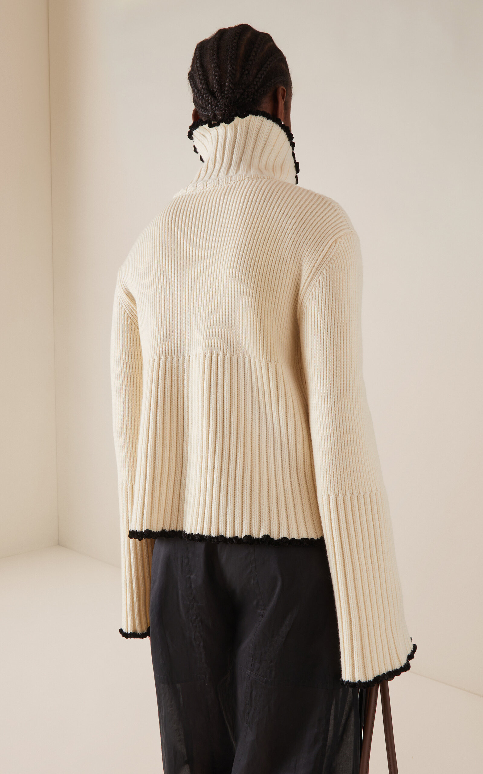 Ribbed-Knit Wool-Blend Sweater ivory - 4