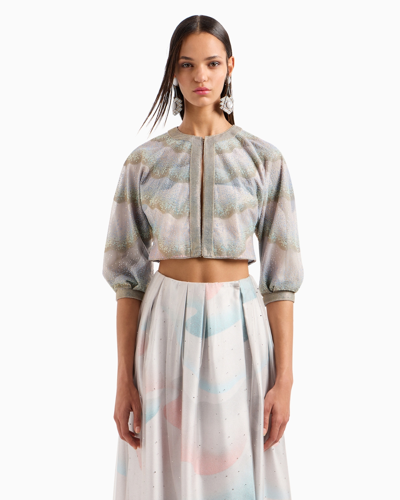 SHORT TULLE JACKET WITH CRYSTALS - 4
