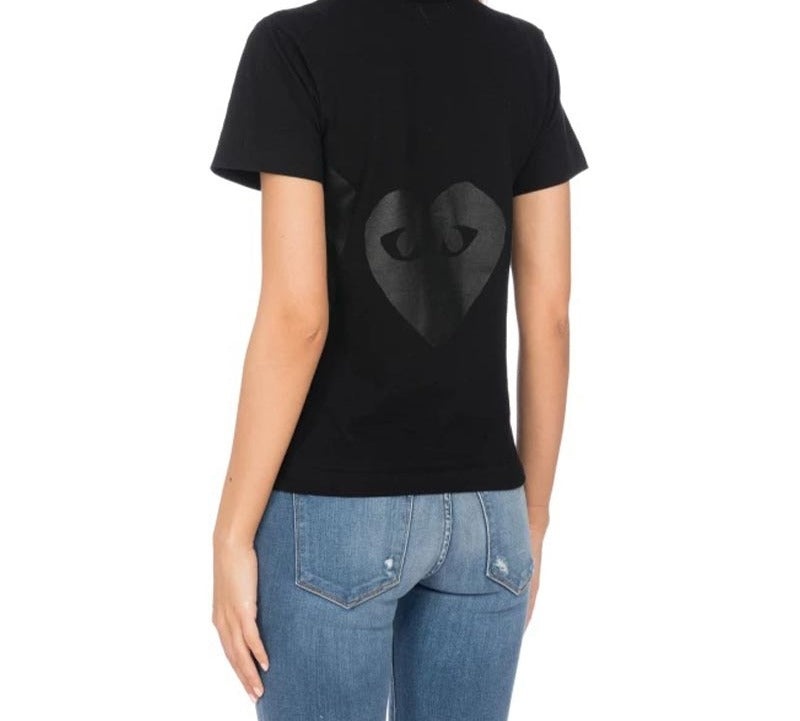 (WMNS) COMME des GARCONS PLAY Upside Down Three Hearts Tee 'Black Black' AZ-T195-051-1 - 5