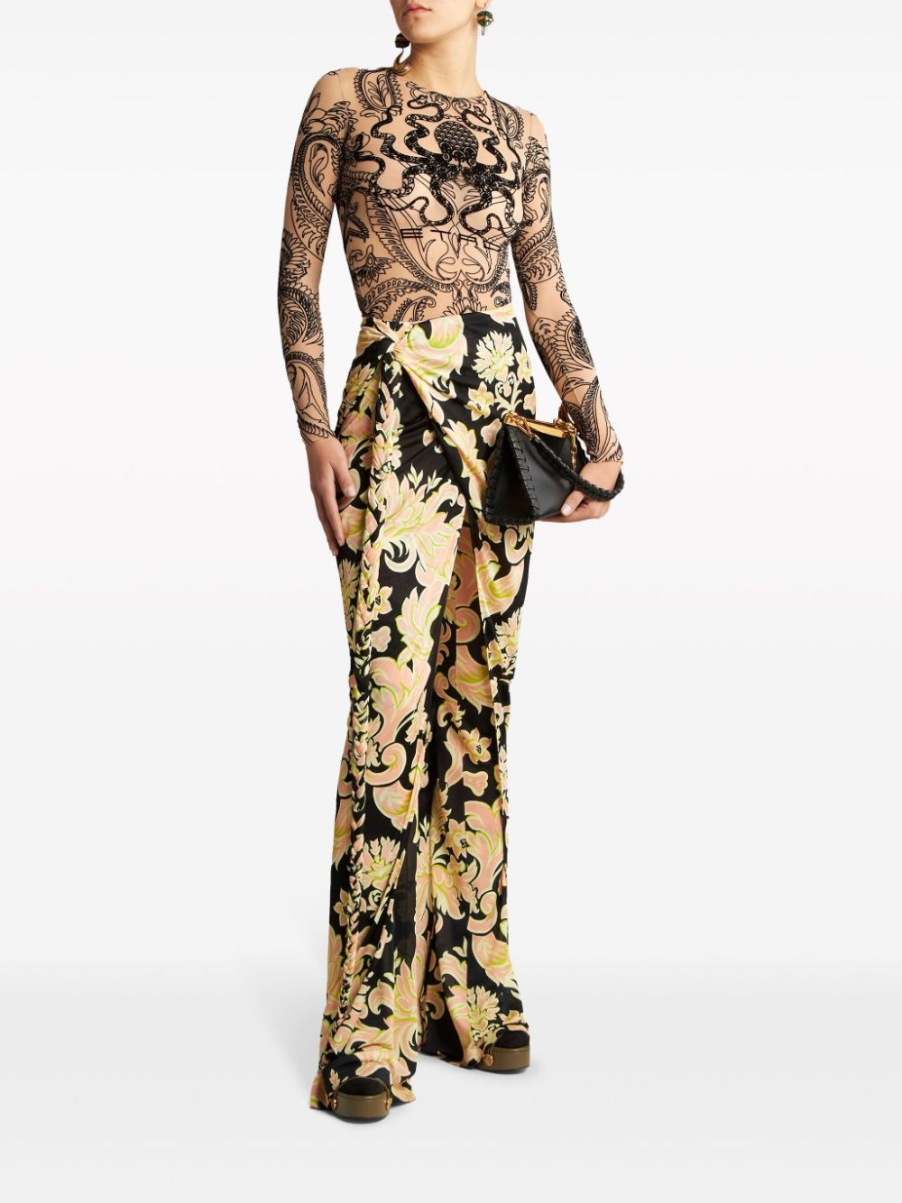 floral-print sarong skirt - 2