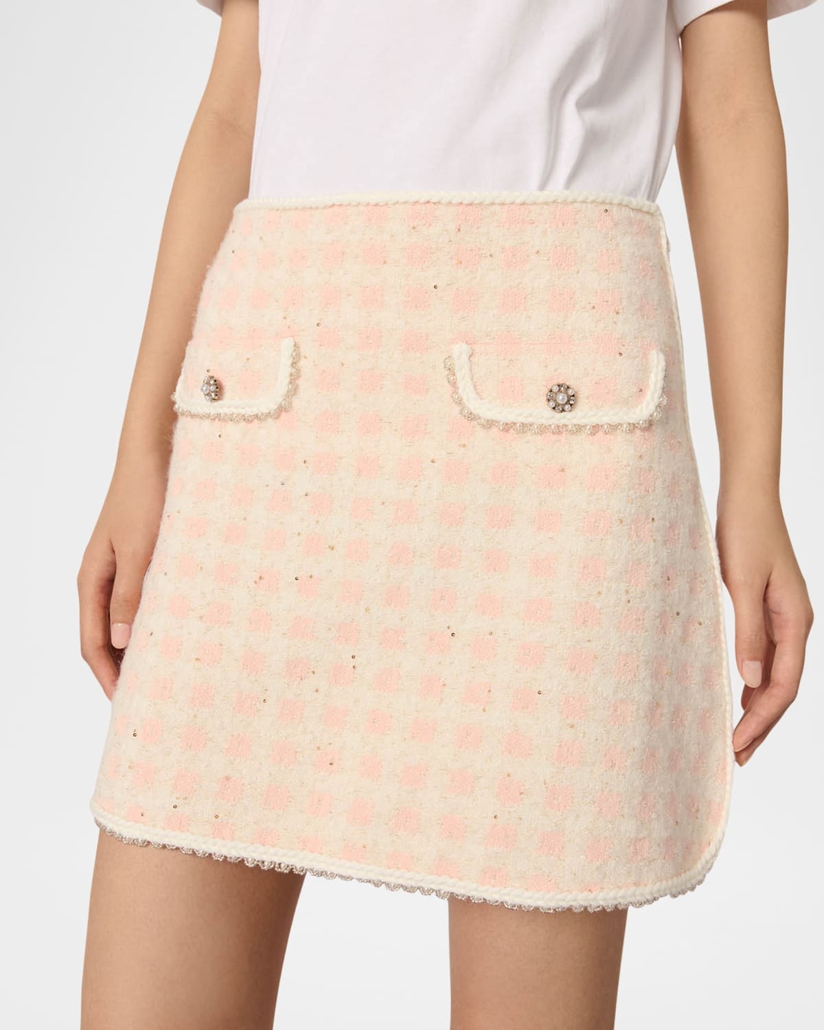 Jartingal Tweed-Effect Checked Knit Mini Skirt - 6