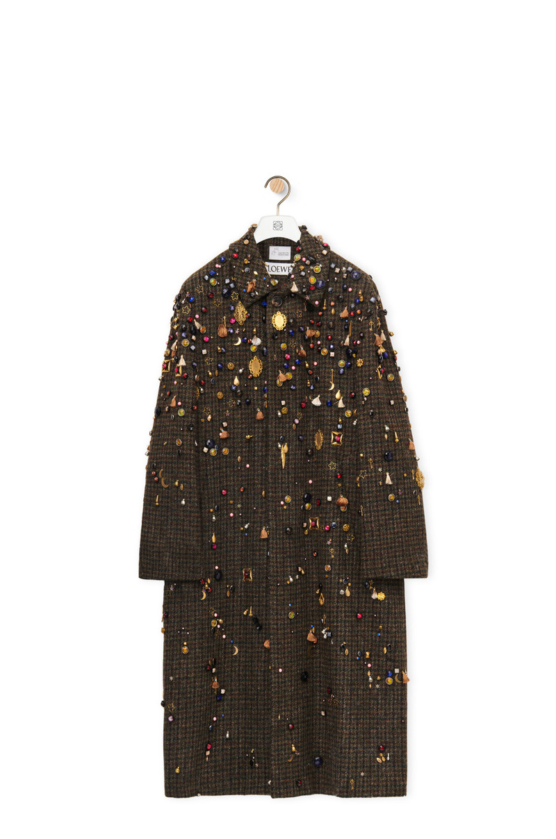 Embellished long coat in wool 1