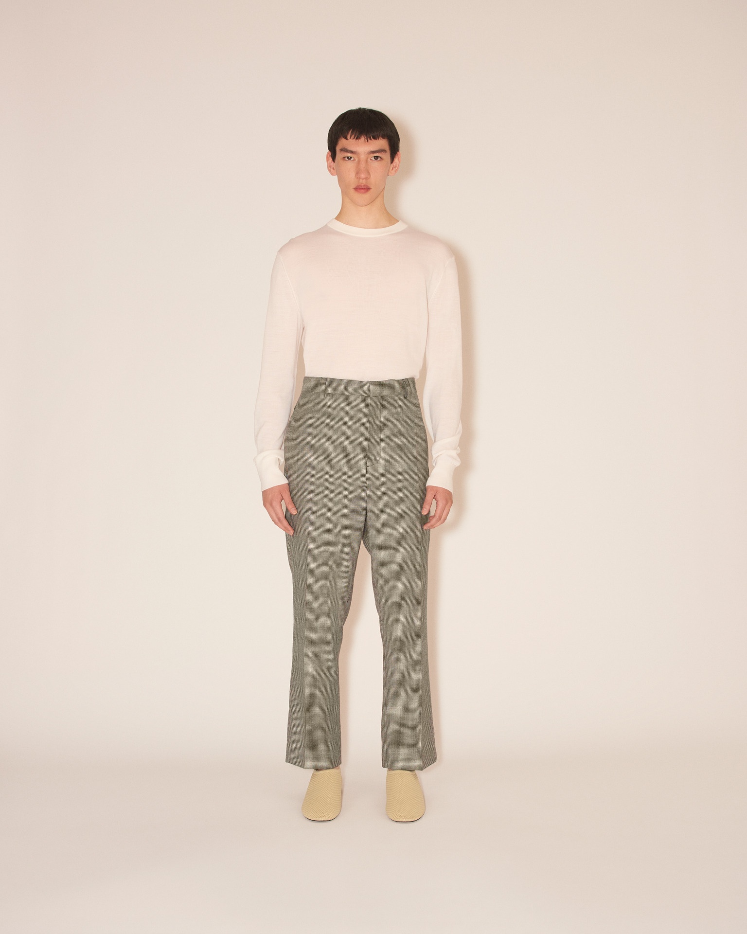 JUN - Straight-leg suit pants - Black/White - 2