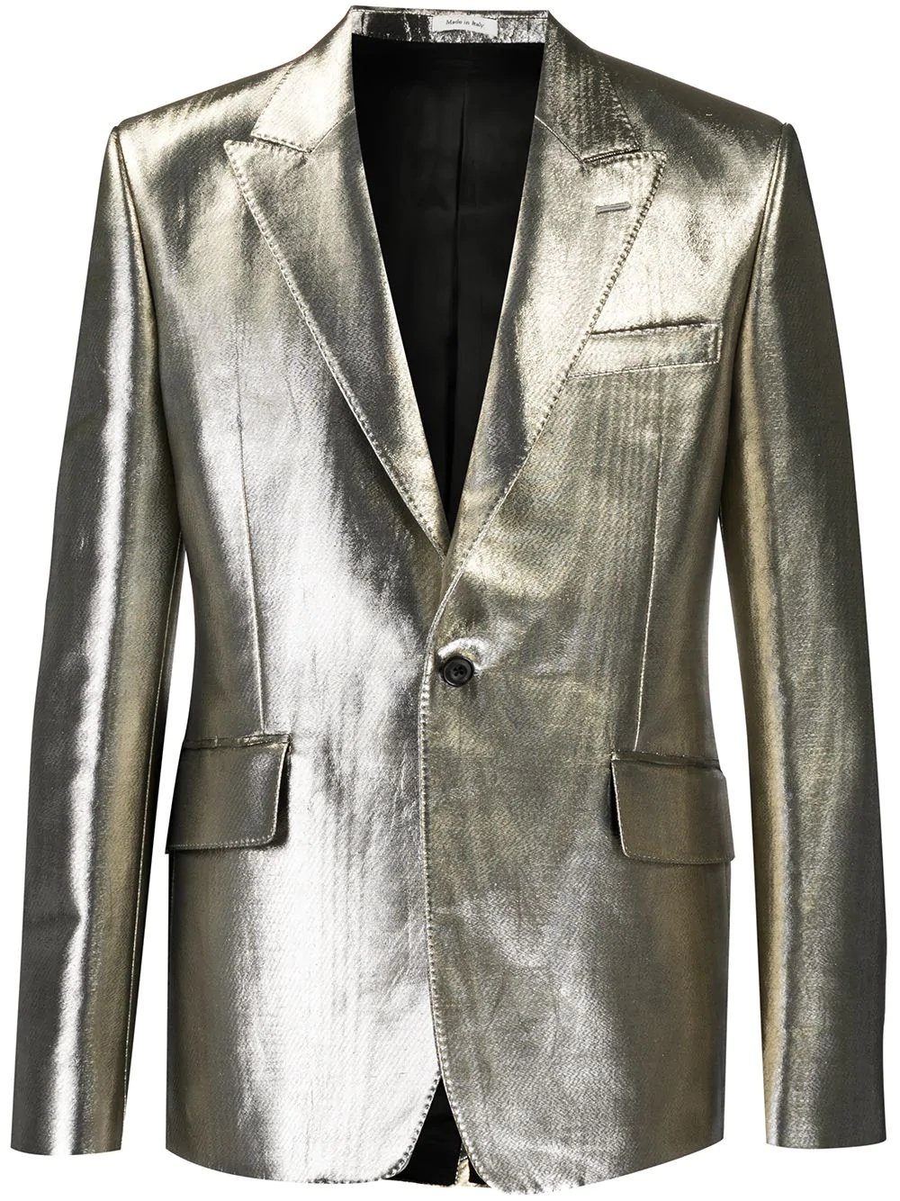 metallic-finish single-breasted blazer - 1