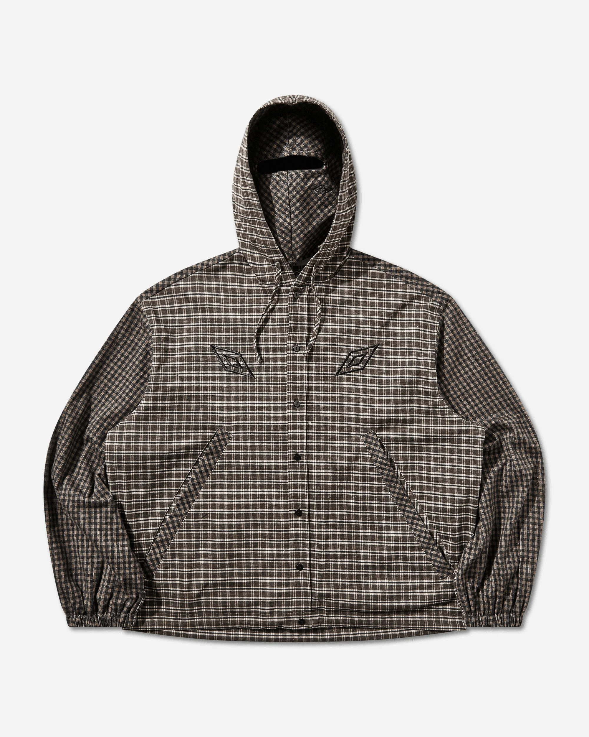 Double Plaid Overshirt Dark Brown - 1