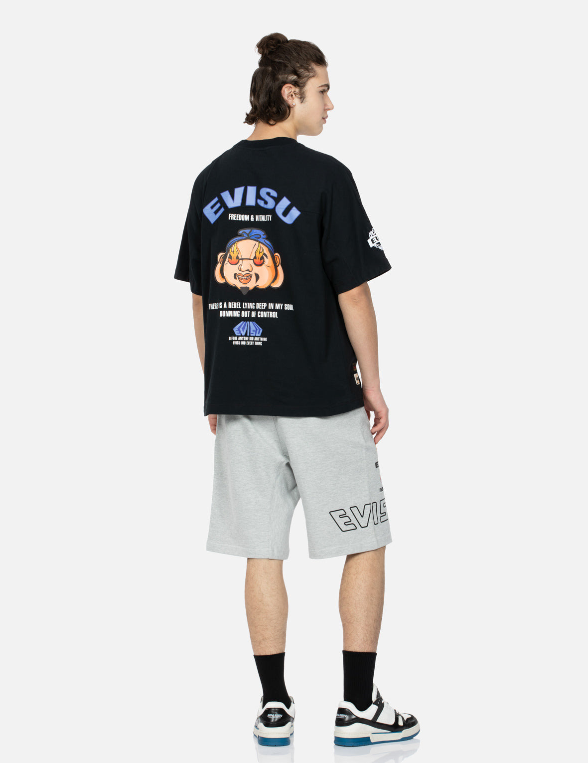 LOGO PRINT AND KAMON EMBROIDERY SWEAT SHORTS - 4
