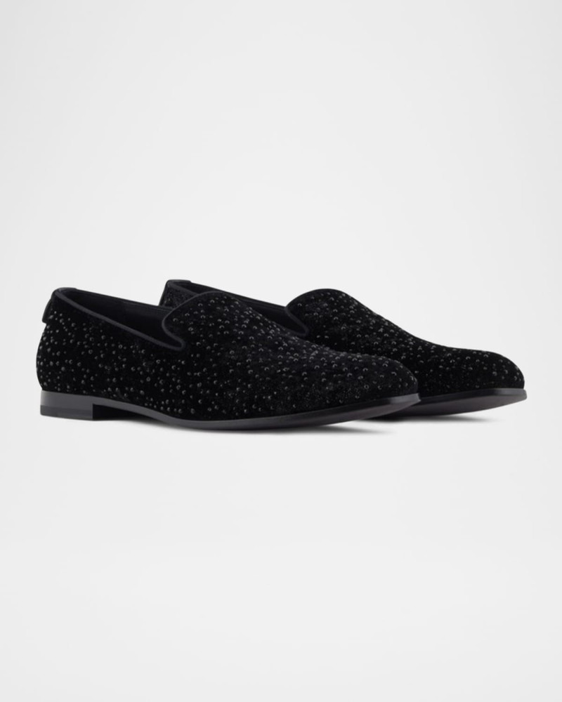 GIORGIO ARMANI Men's Velvet Studded Loafers outlook