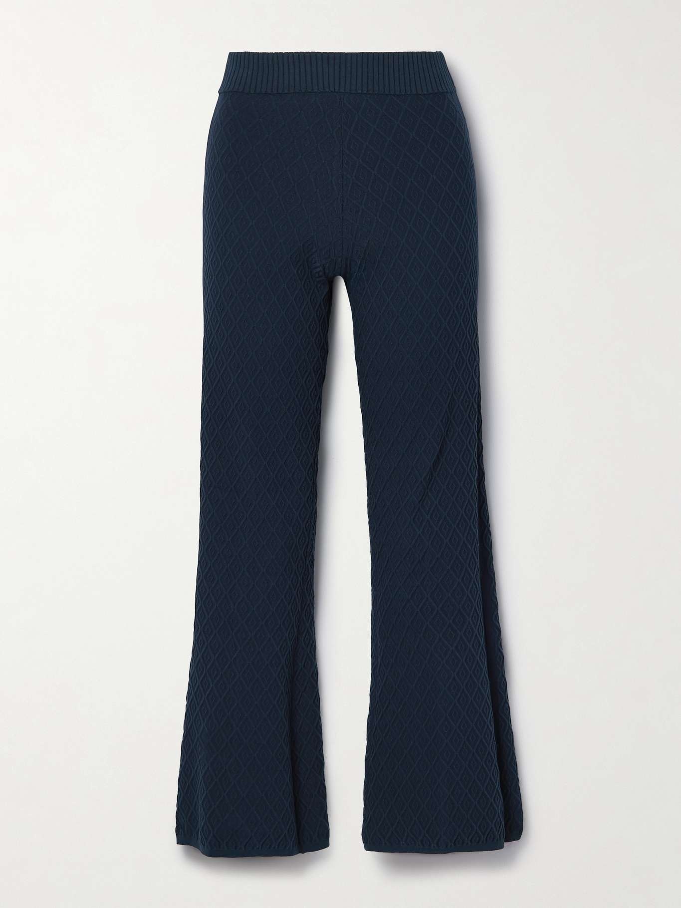 Stretch-cotton jacquard high-rise flared pants - 1