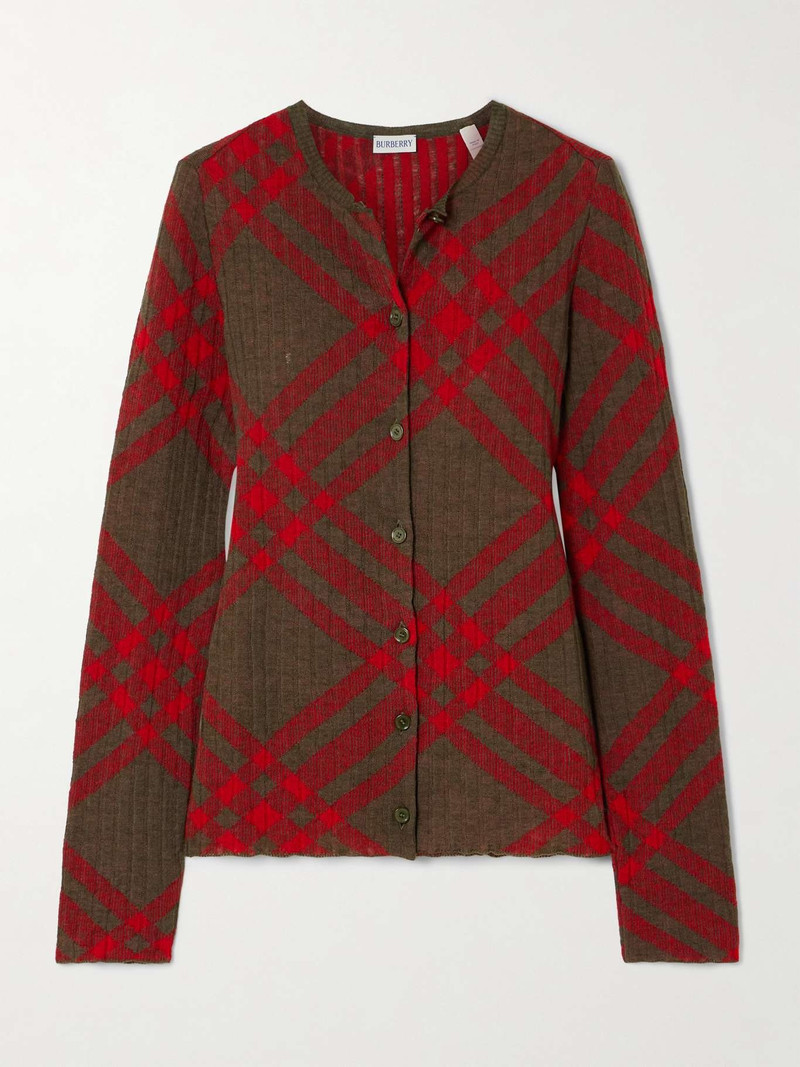 Checked jacquard-knit sweater - 1