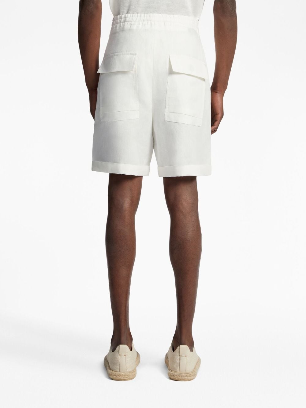 elasticated-waist linen shorts - 5
