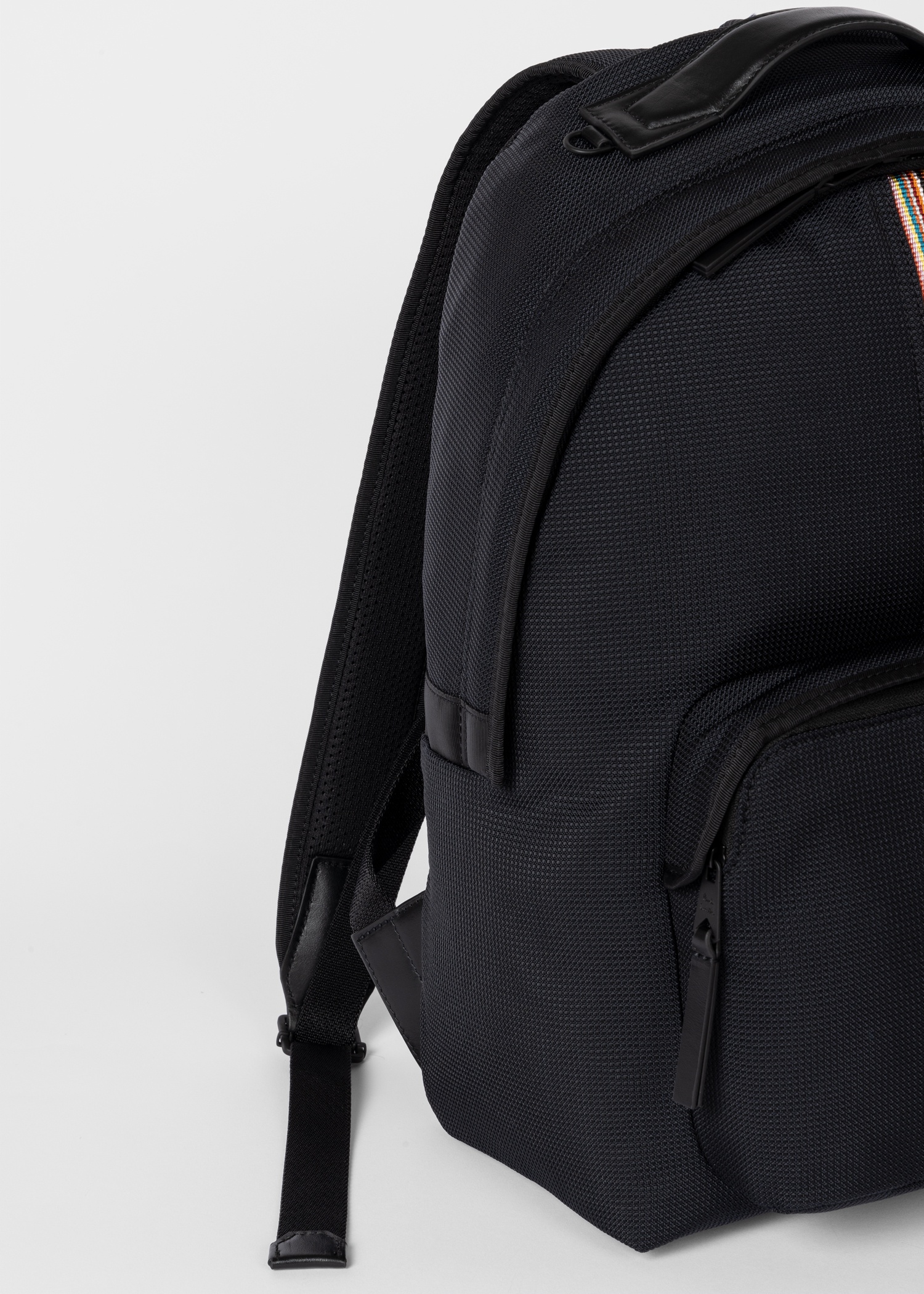 Black 'Signature Stripe' Backpack - 5