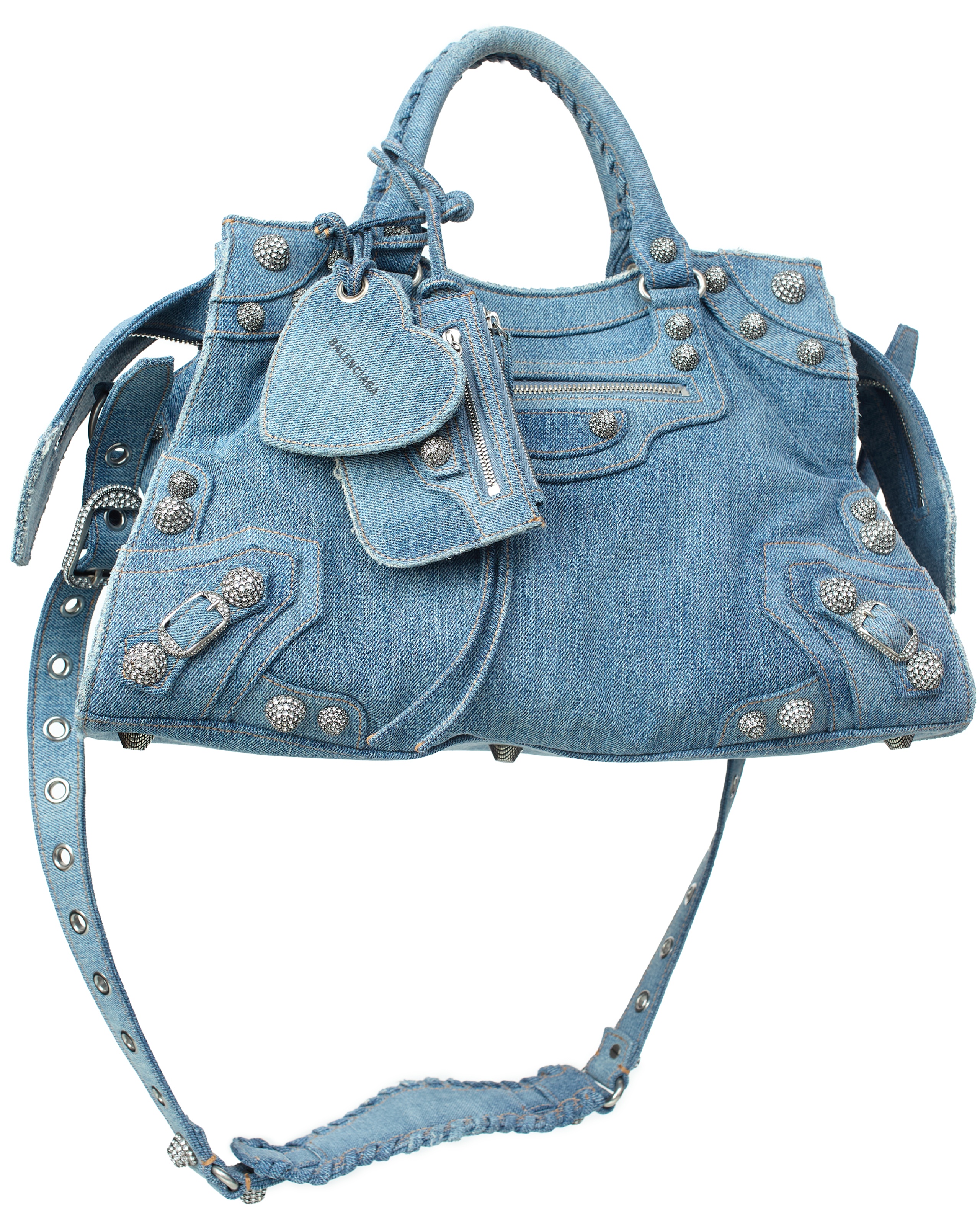 NEO CAGOLE DENIM BAG WITH RHINESTONES - 1