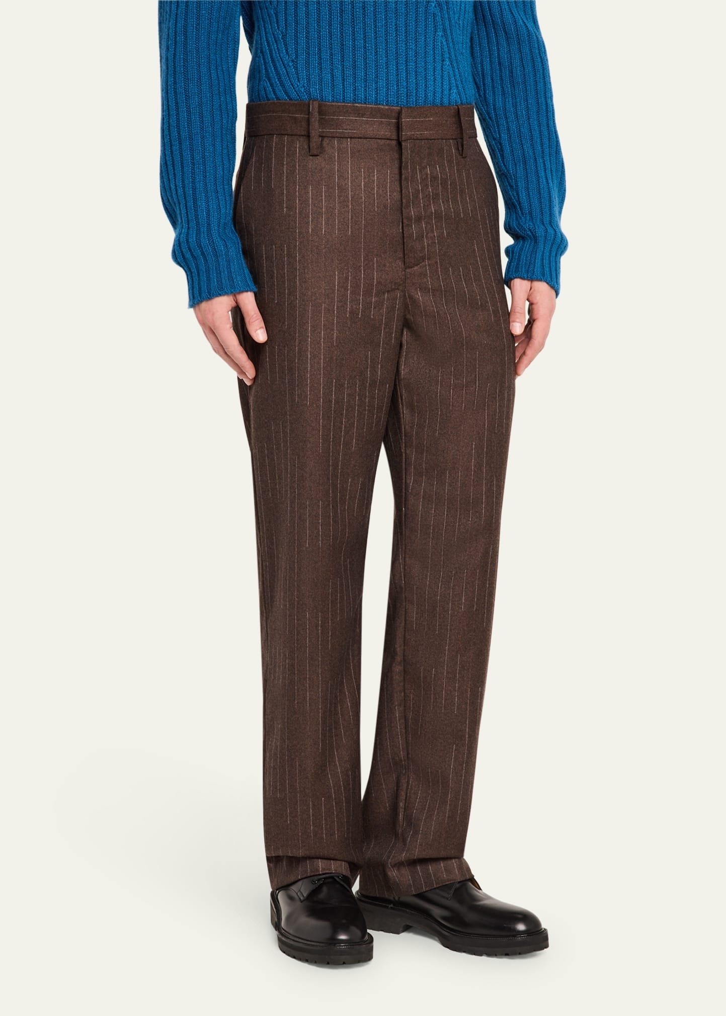 Men's Chalk Stripe Wool-Cashmere Pants - 4