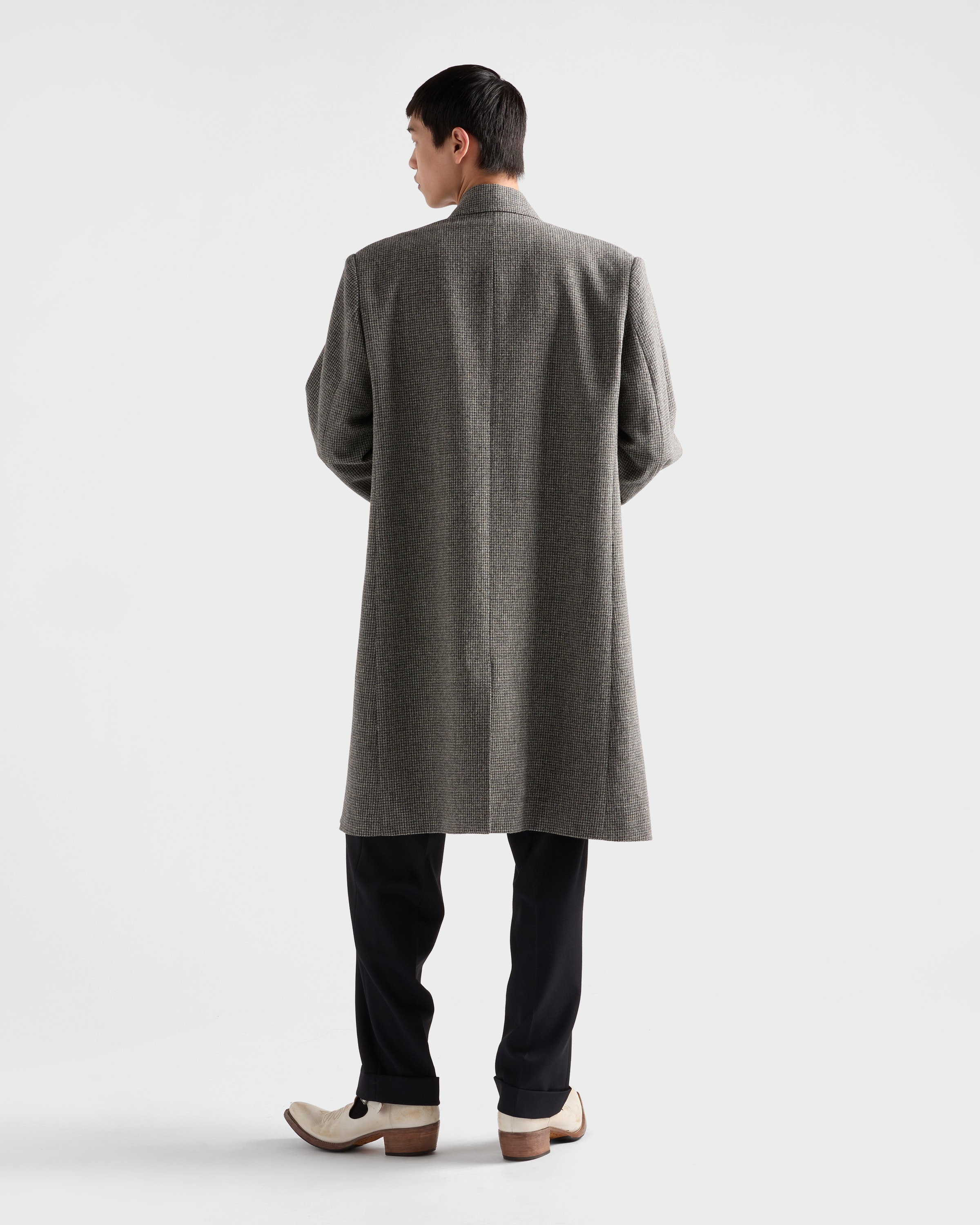 Single-breasted houndstooth check wool coat - 5