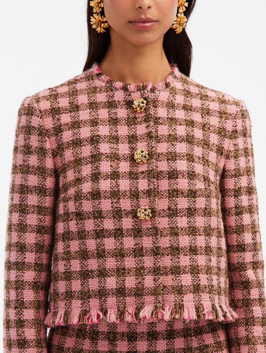 CHECKERED TWEED JACKET - 5