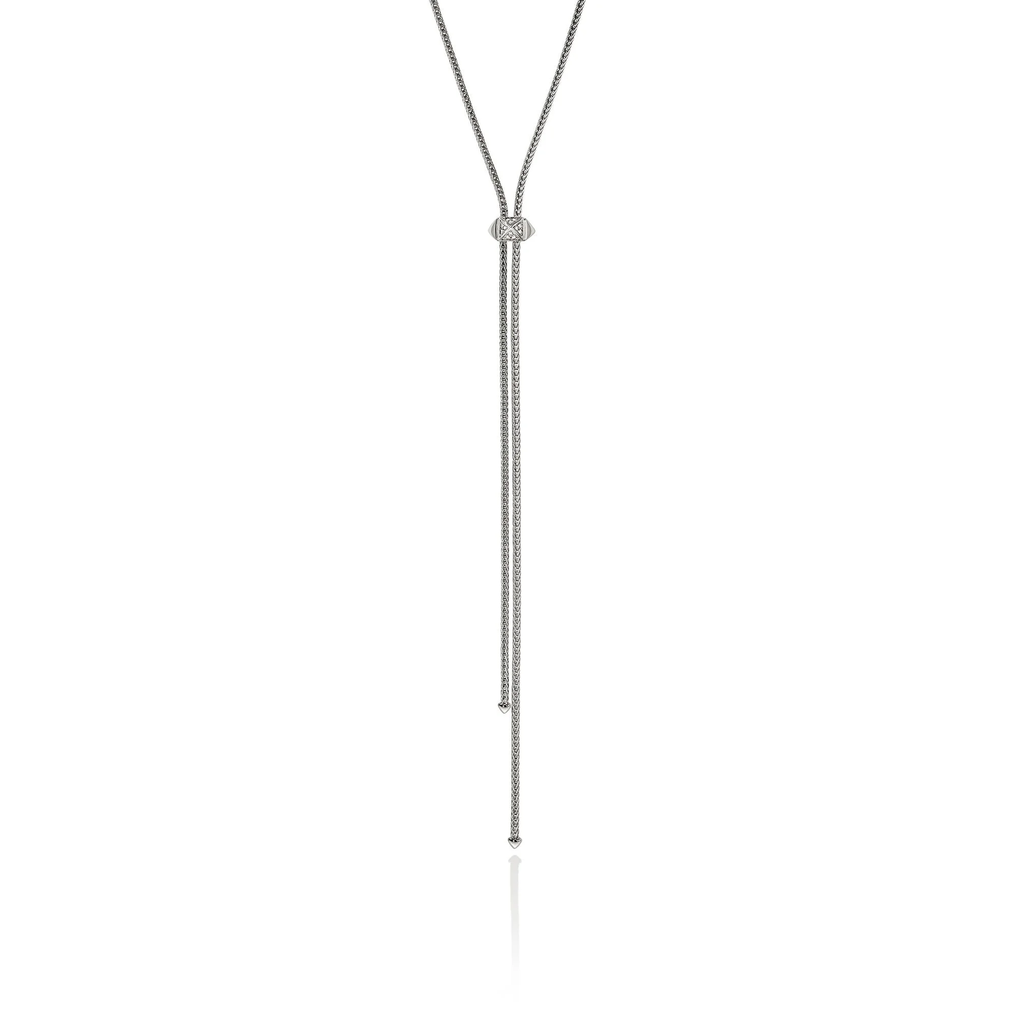 Icon Stud Lariat Necklace, Sterling Silver, Diamonds, 1.8MM - 1