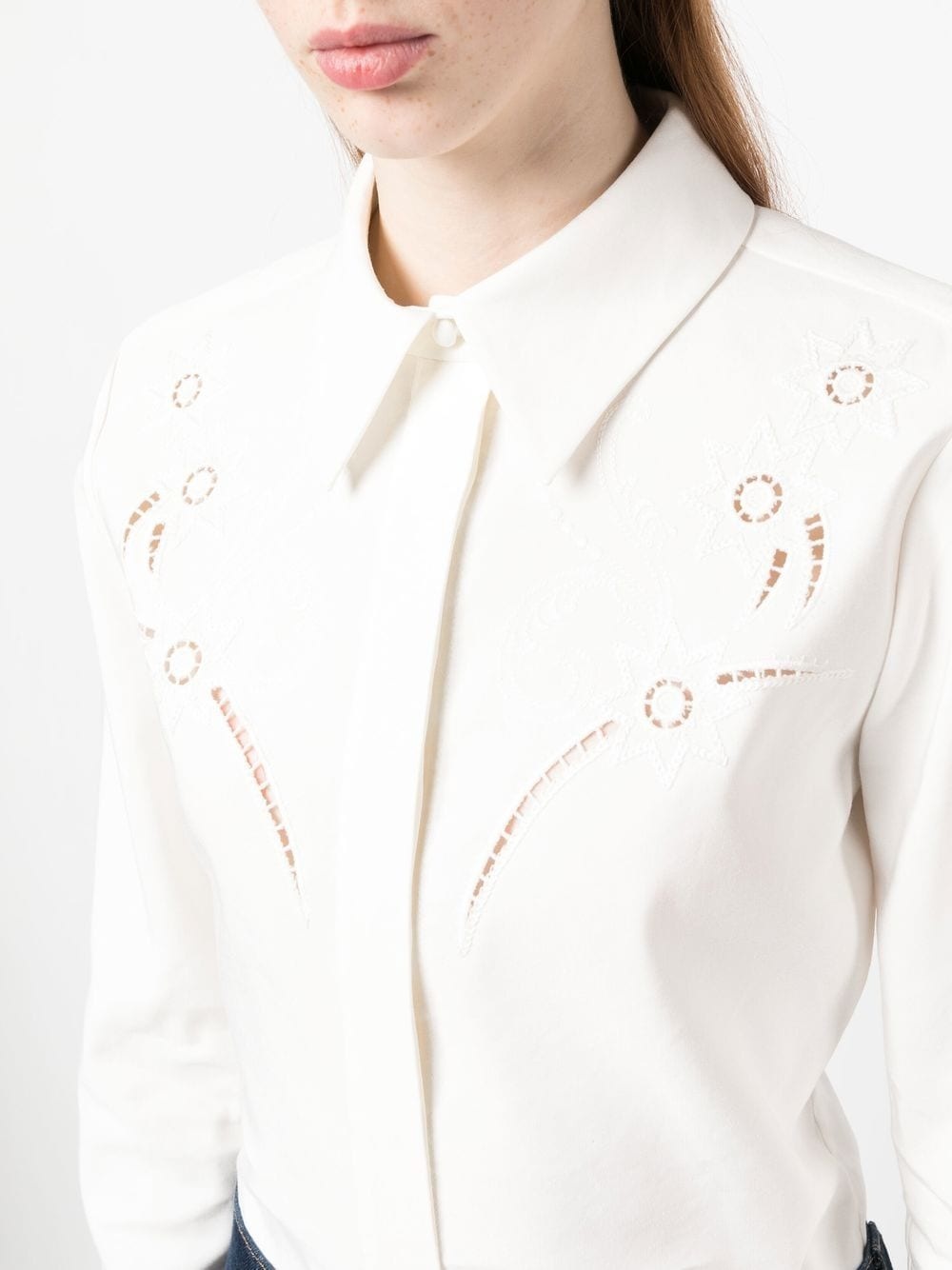 broderie-anglaise silk shirt - 5