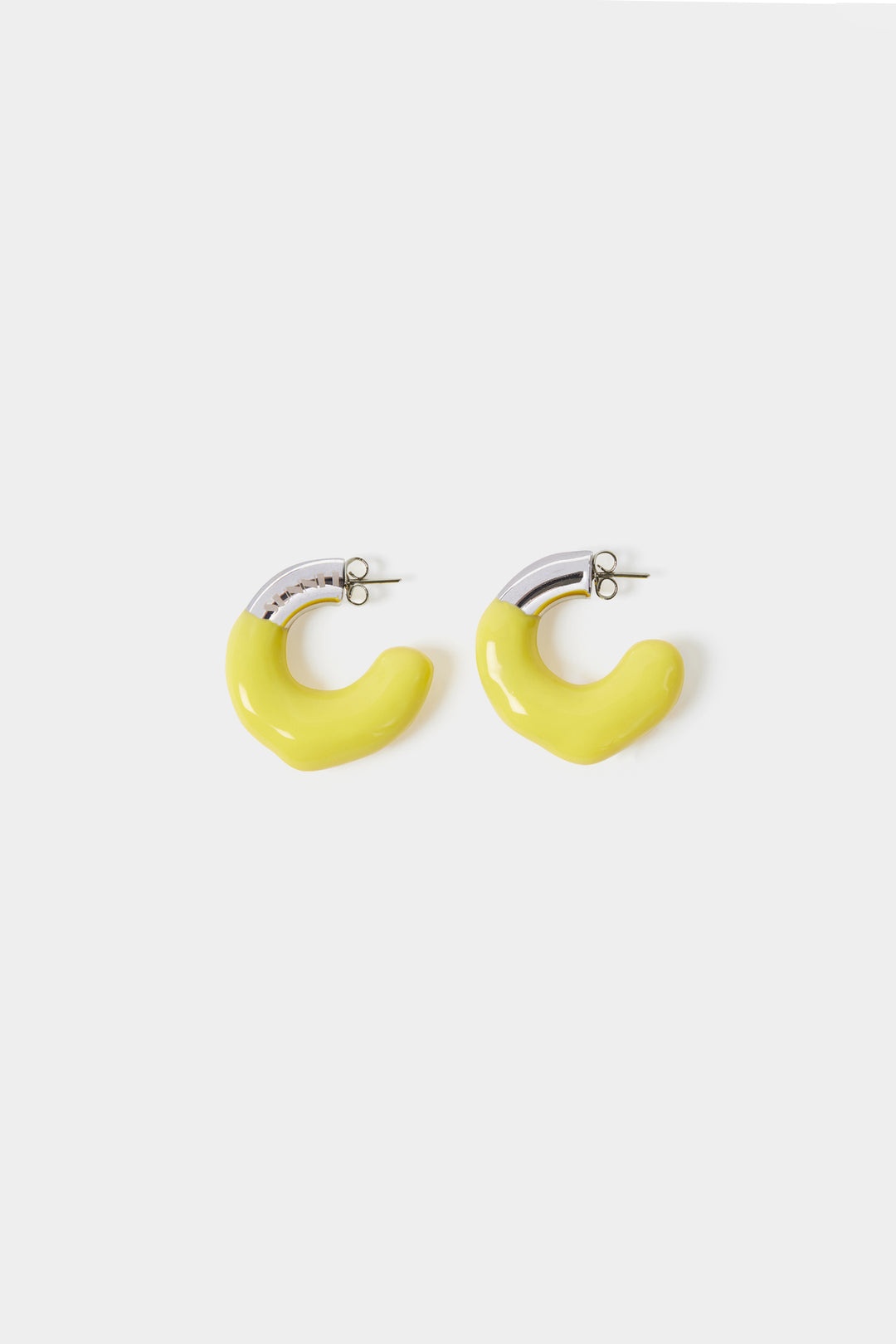 SMALL RUBBERIZED EARRINGS SILVER / yellow - 1