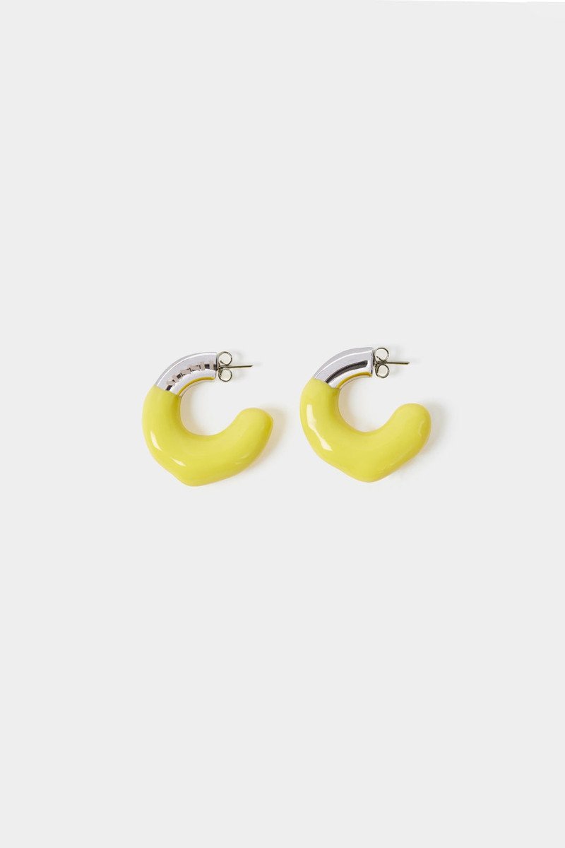 SMALL RUBBERIZED EARRINGS SILVER / yellow 1