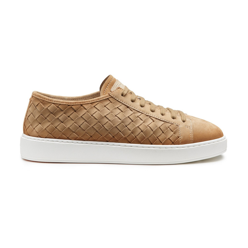 Men's beige woven suede sneaker 1
