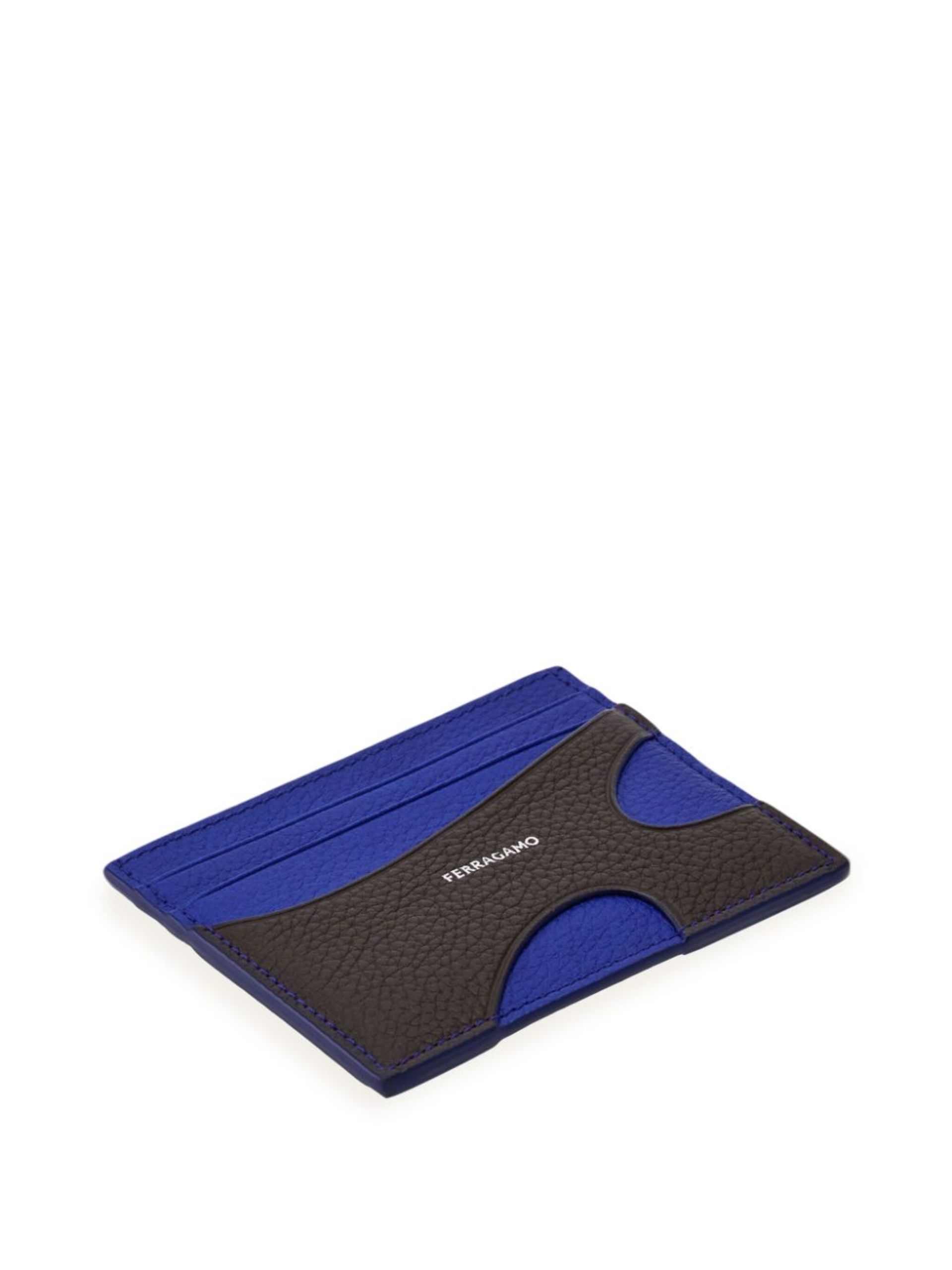 blue cut-out leather card holder - 3