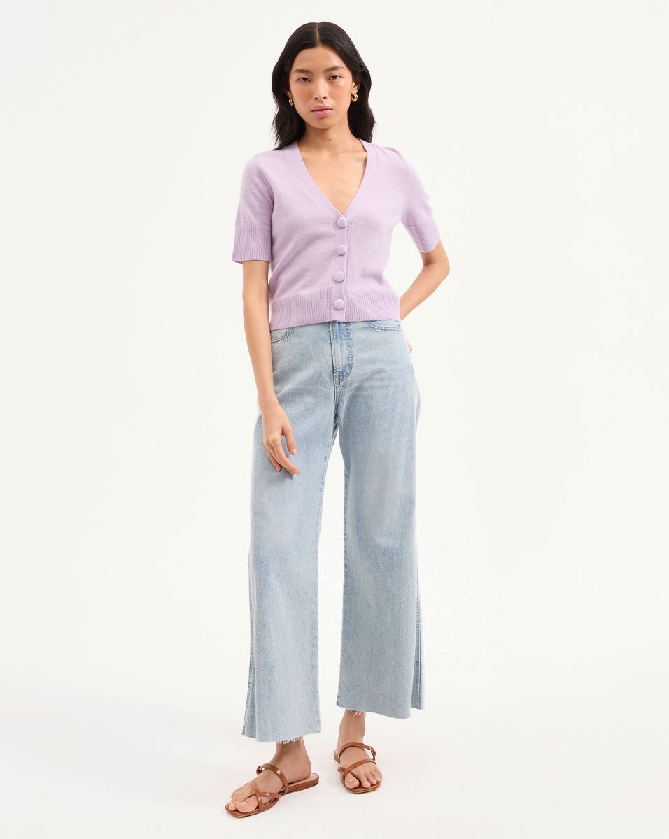 SOLENE SHORT-SLEEVE CASHMERE CARDIGAN - 3