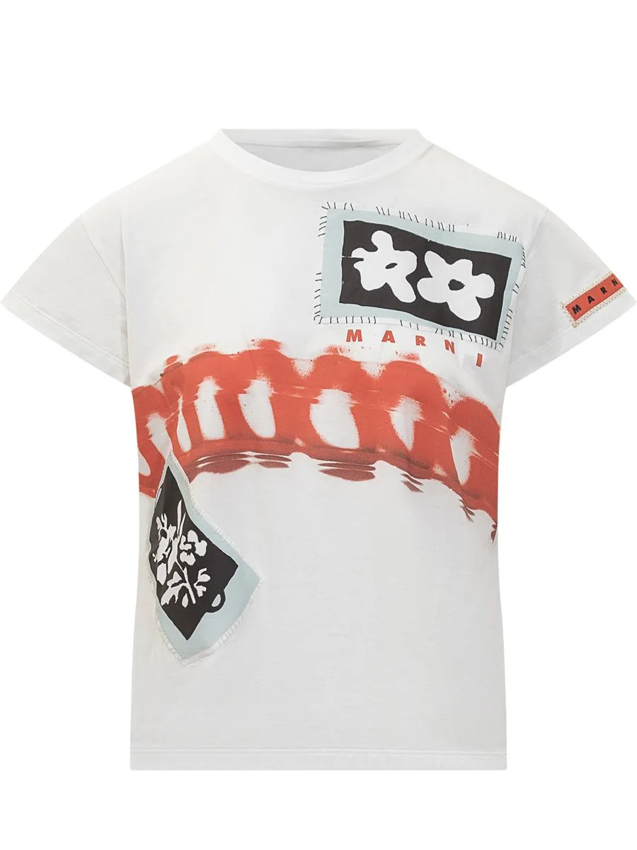 Marni Marni White T-Shirt With Print - 1