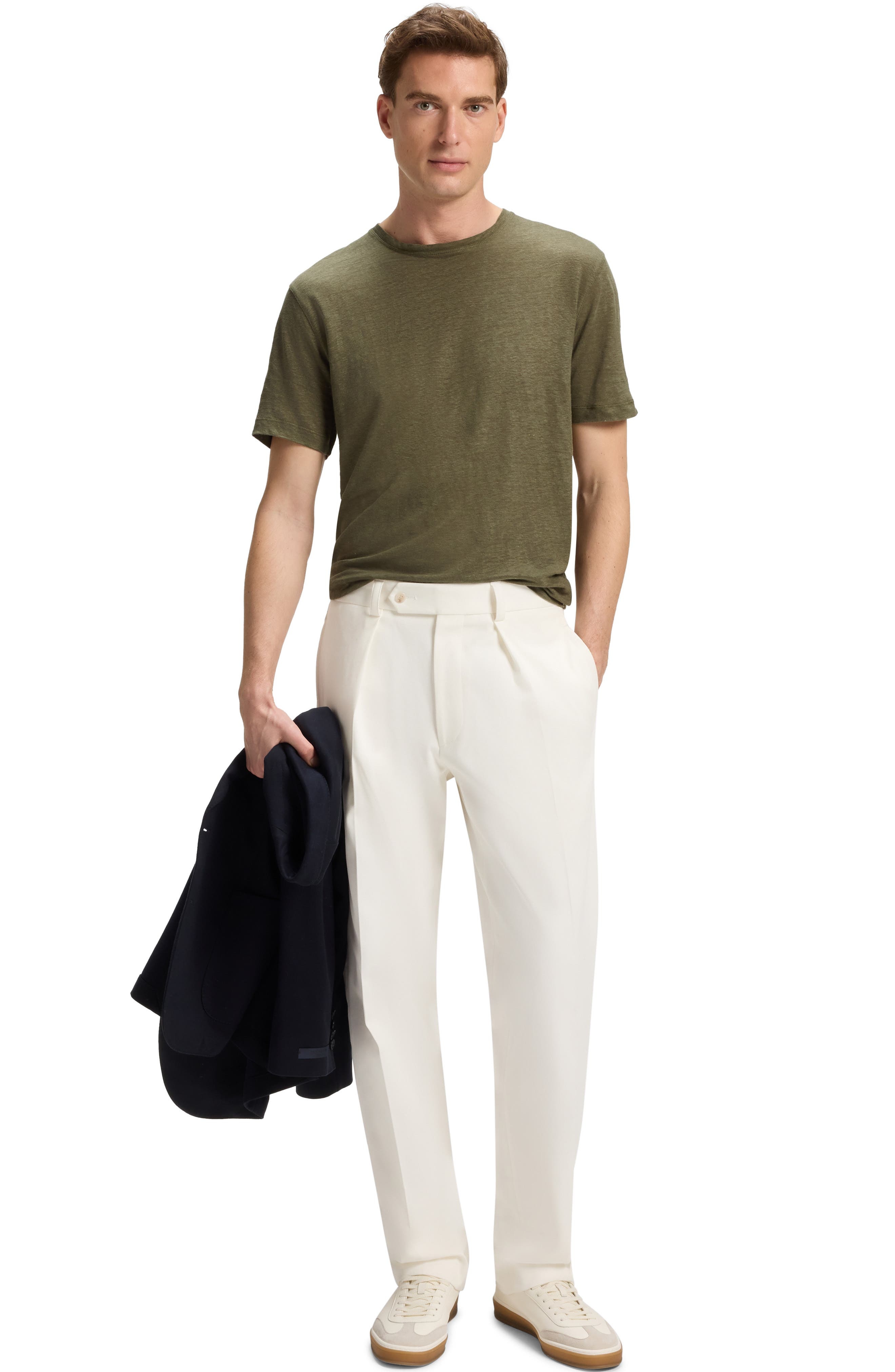 BOSS x Beckham Taut Linen T-Shirt in Medium Green at Nordstrom - 6