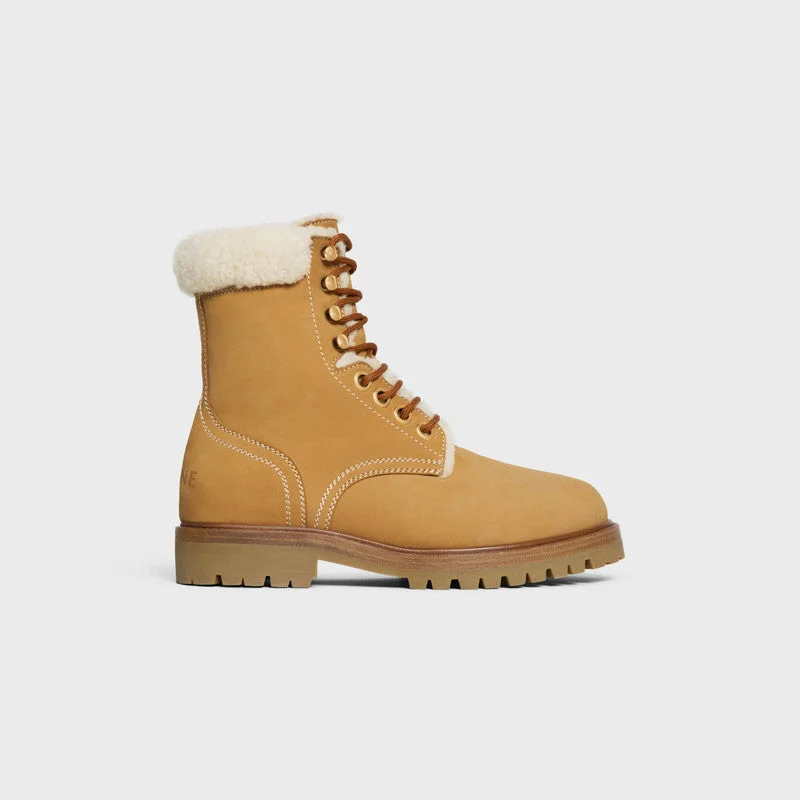 Celine Kurt Lace Up Shearling Boots - 1