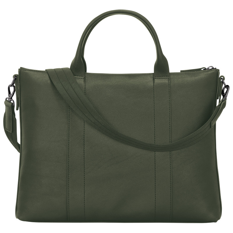 Longchamp 3D Briefcase Khaki - Leather 3