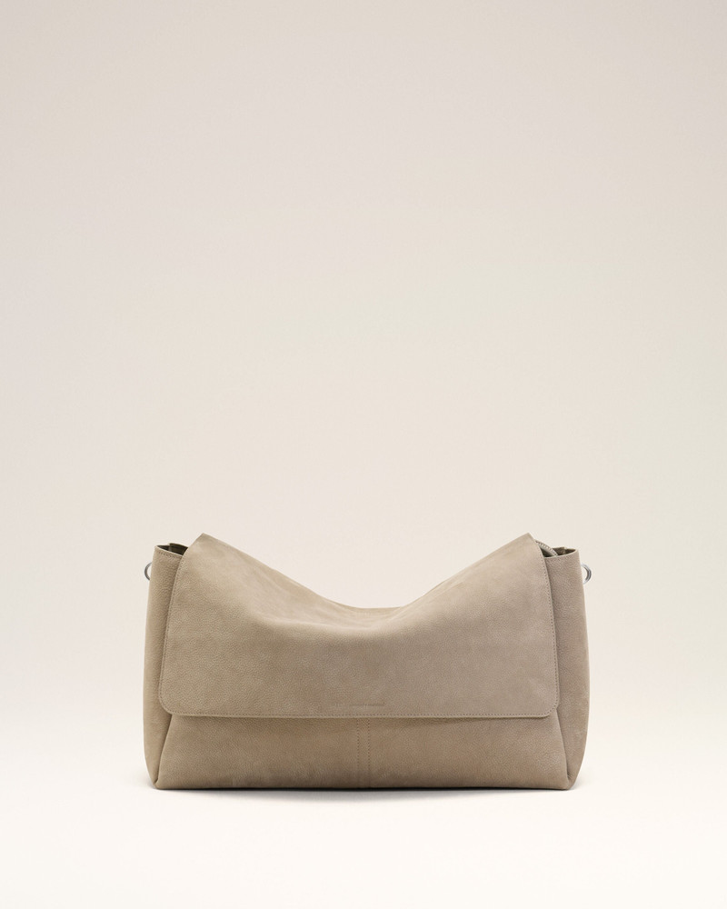 GREY COW LEATHER LARGE FLAP CARROUSEL BAG 3