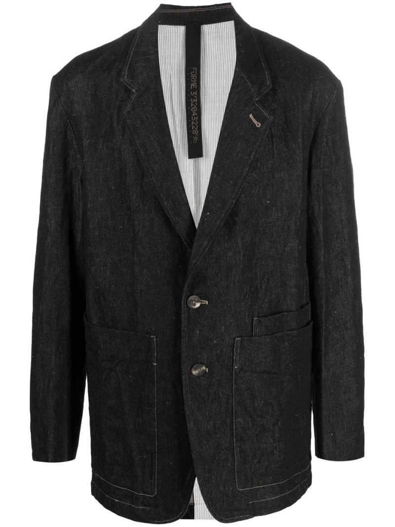 patch-pockets denim blazer 1