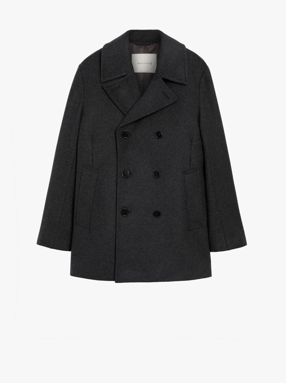 DALTON CHARCOAL WOOL & CASHMERE PEA COAT | GM-1075F - 1