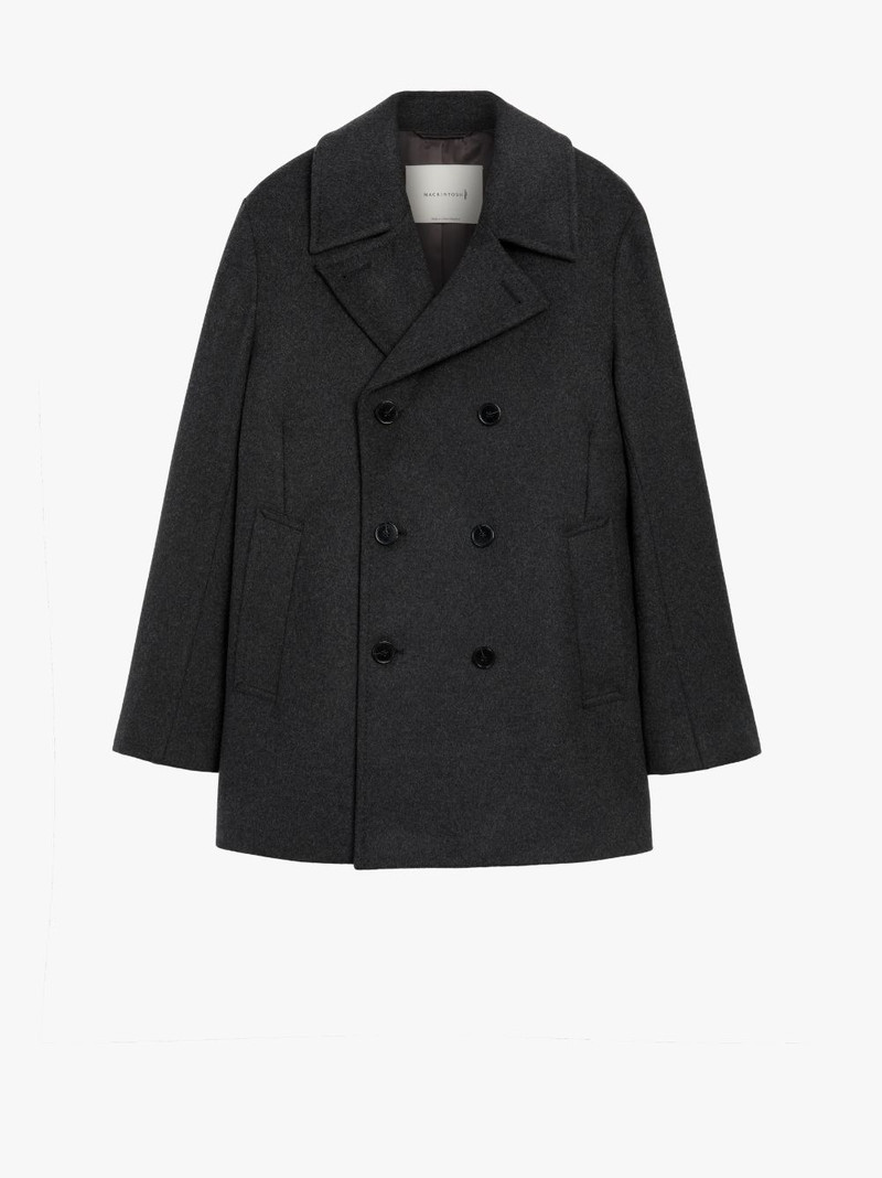 DALTON CHARCOAL WOOL & CASHMERE PEA COAT | GM-1075F 1