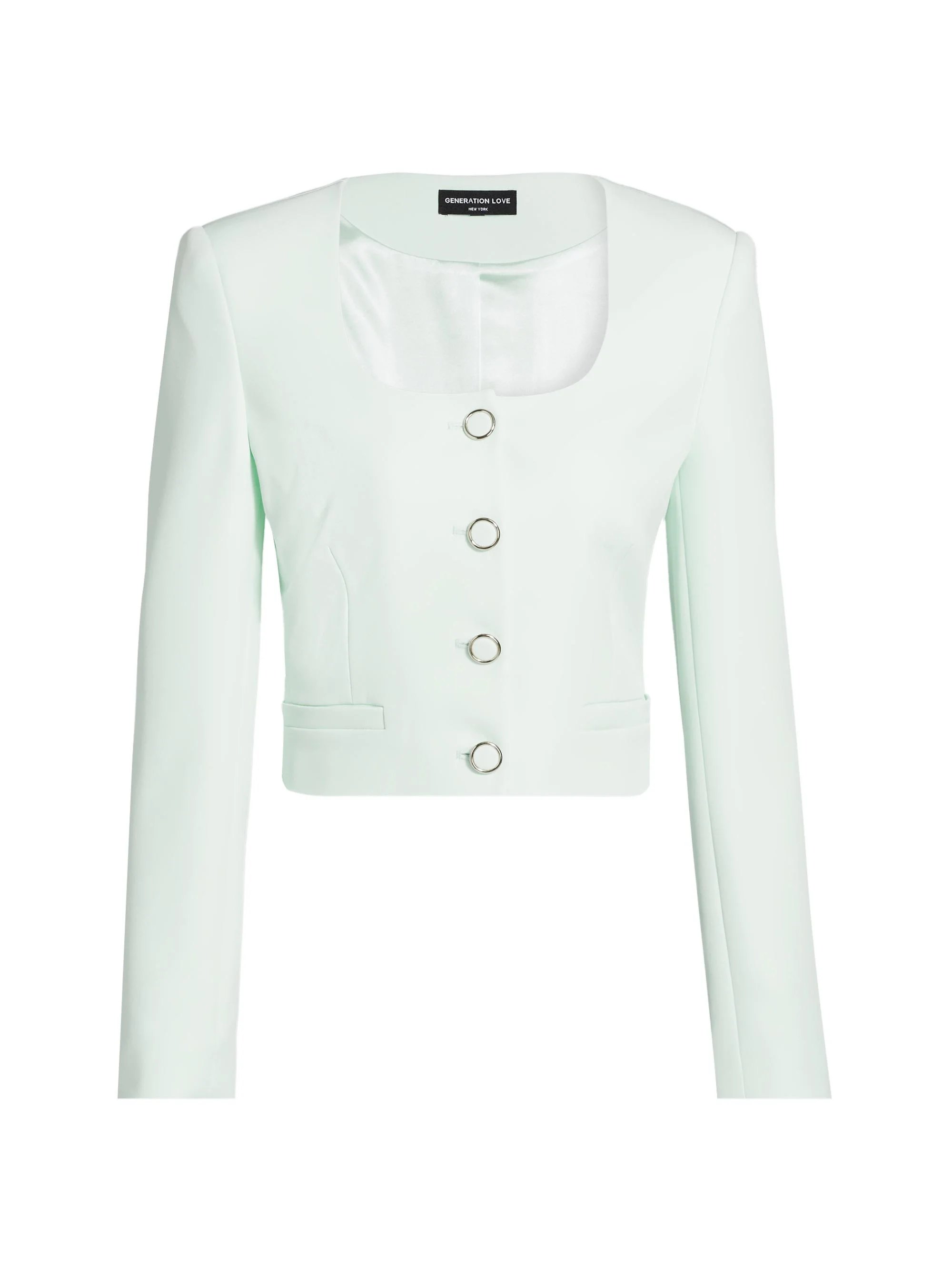 Women's Jina Stretch-Crepe Crop Blazer - Seafoam - 1