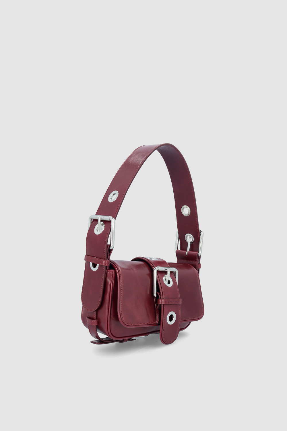 Eloise Sour Cherry Creased Calf Leather Shoulder Bag - 2