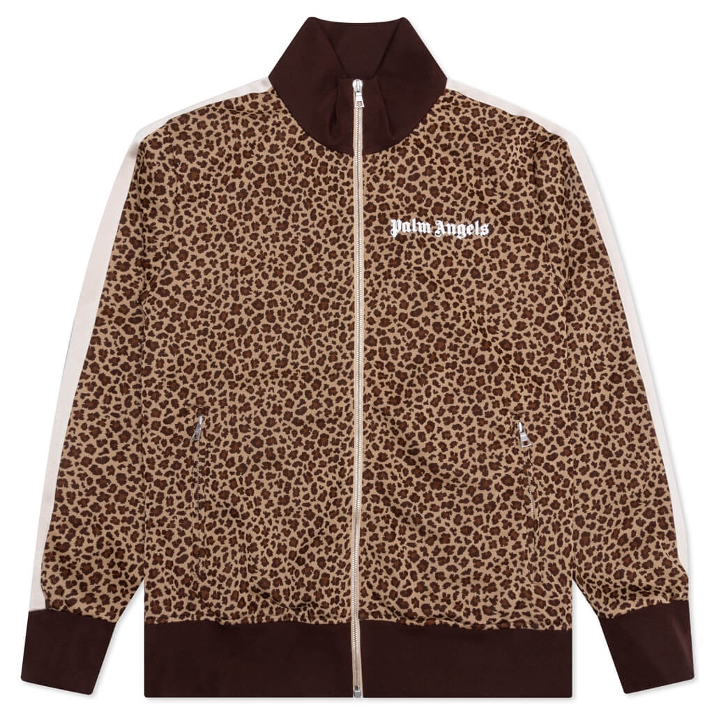 PALM ANGELS LEOPARD JACQUARD TRACK JACKET - BEIGE/OFF WHITE - 1