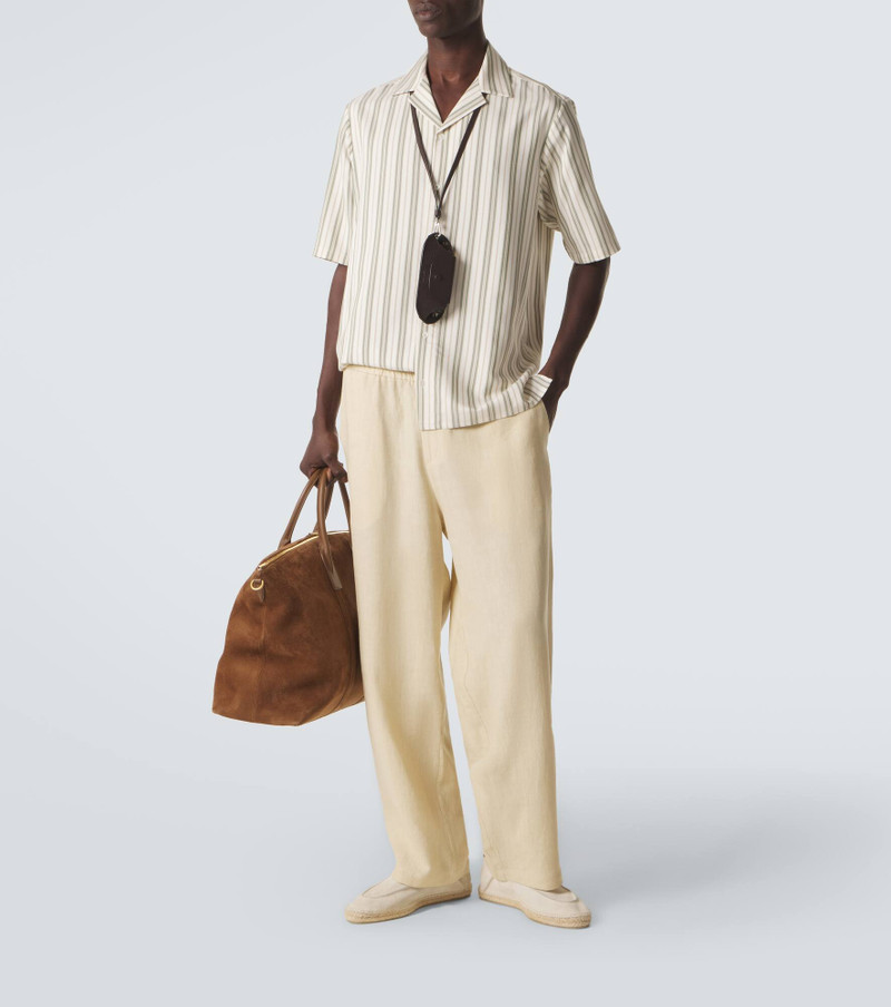 LE KASHA Striped silk bowling shirt outlook