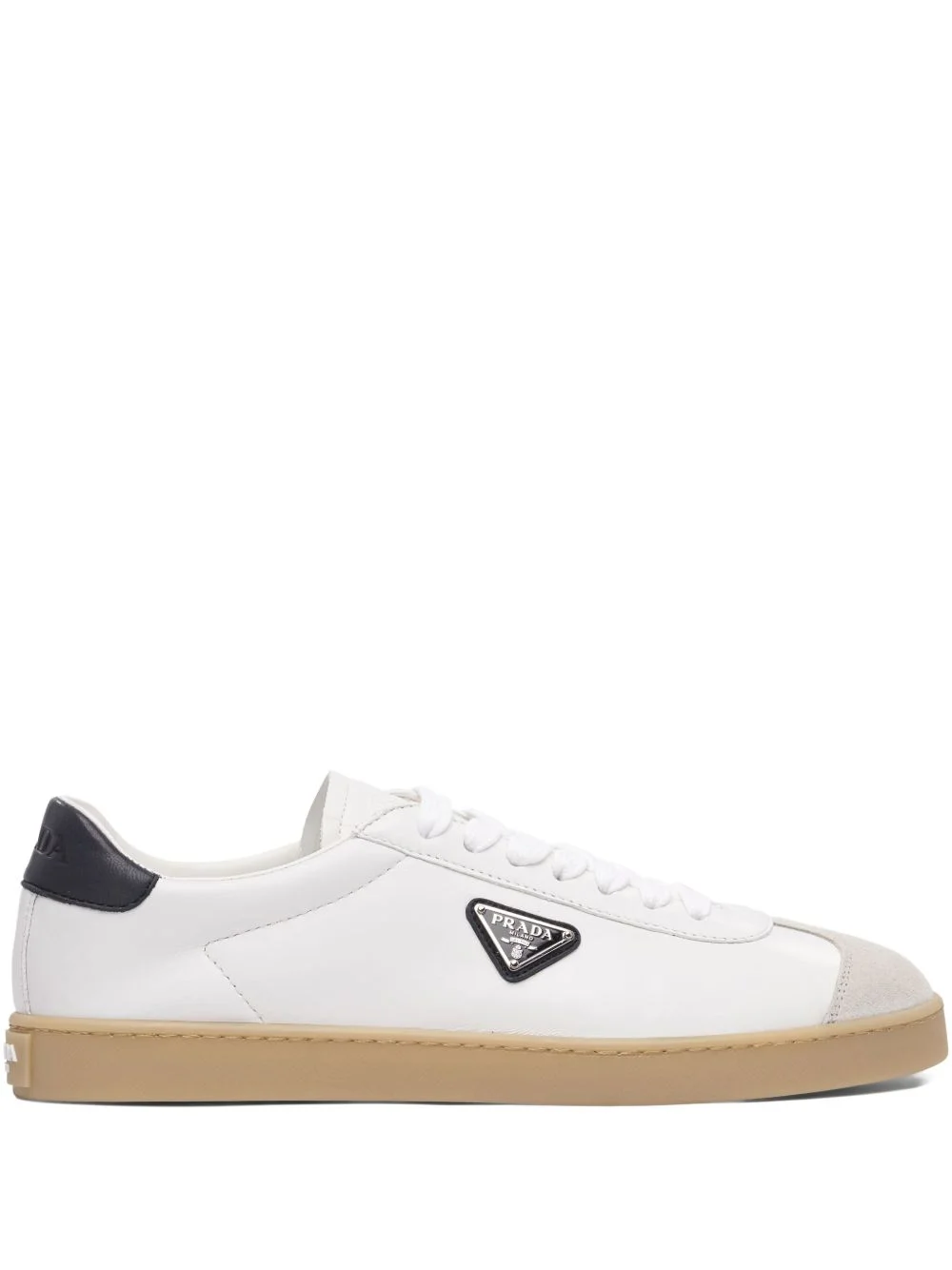 Track leather logo-plaque sneakers - 1