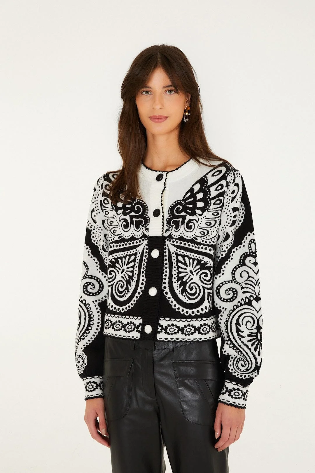 Arabesque Butterlfy Buttoned Knit Cardigan - 1