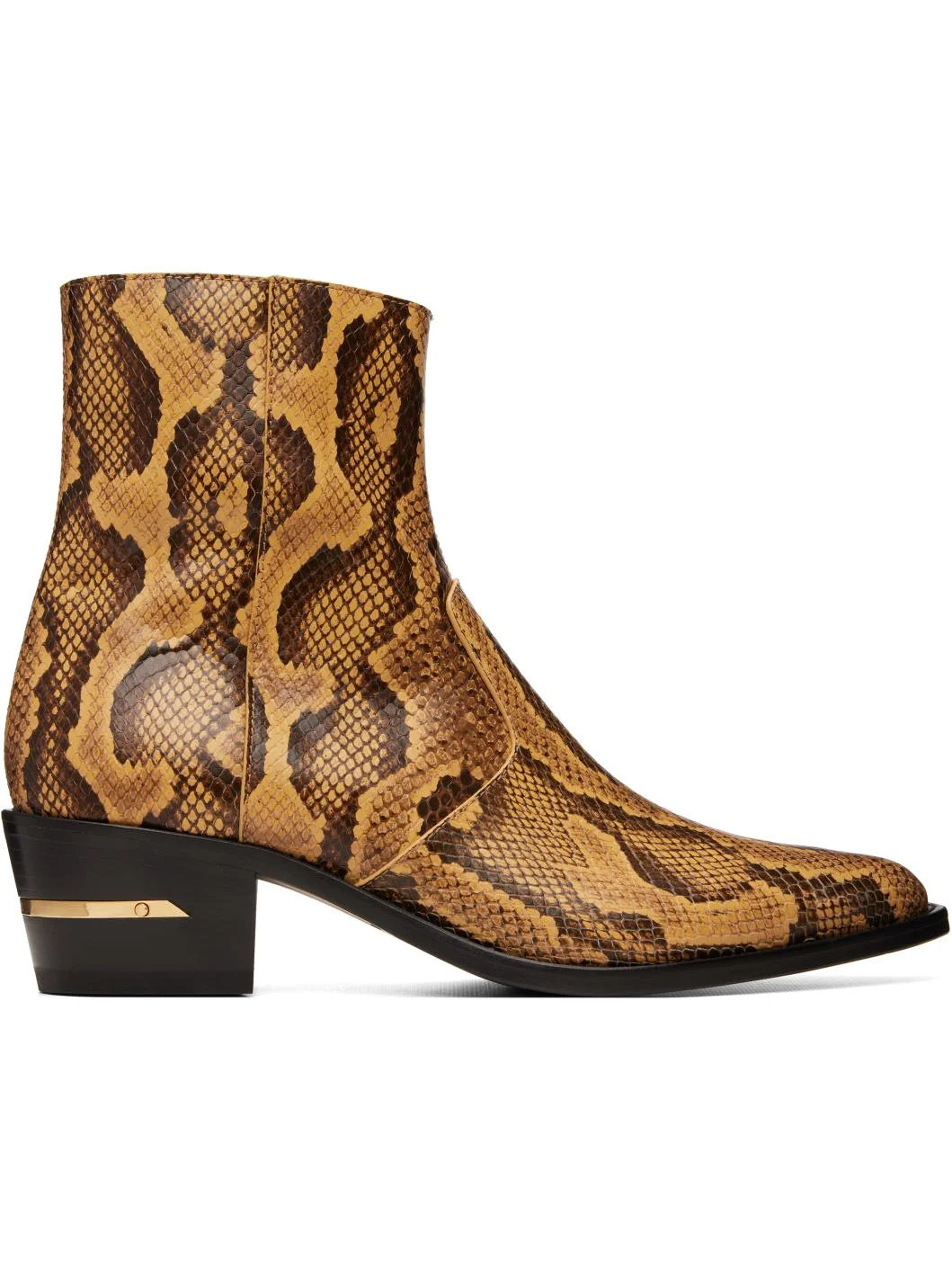 Beige Python Embossed Ryder Boots - 1